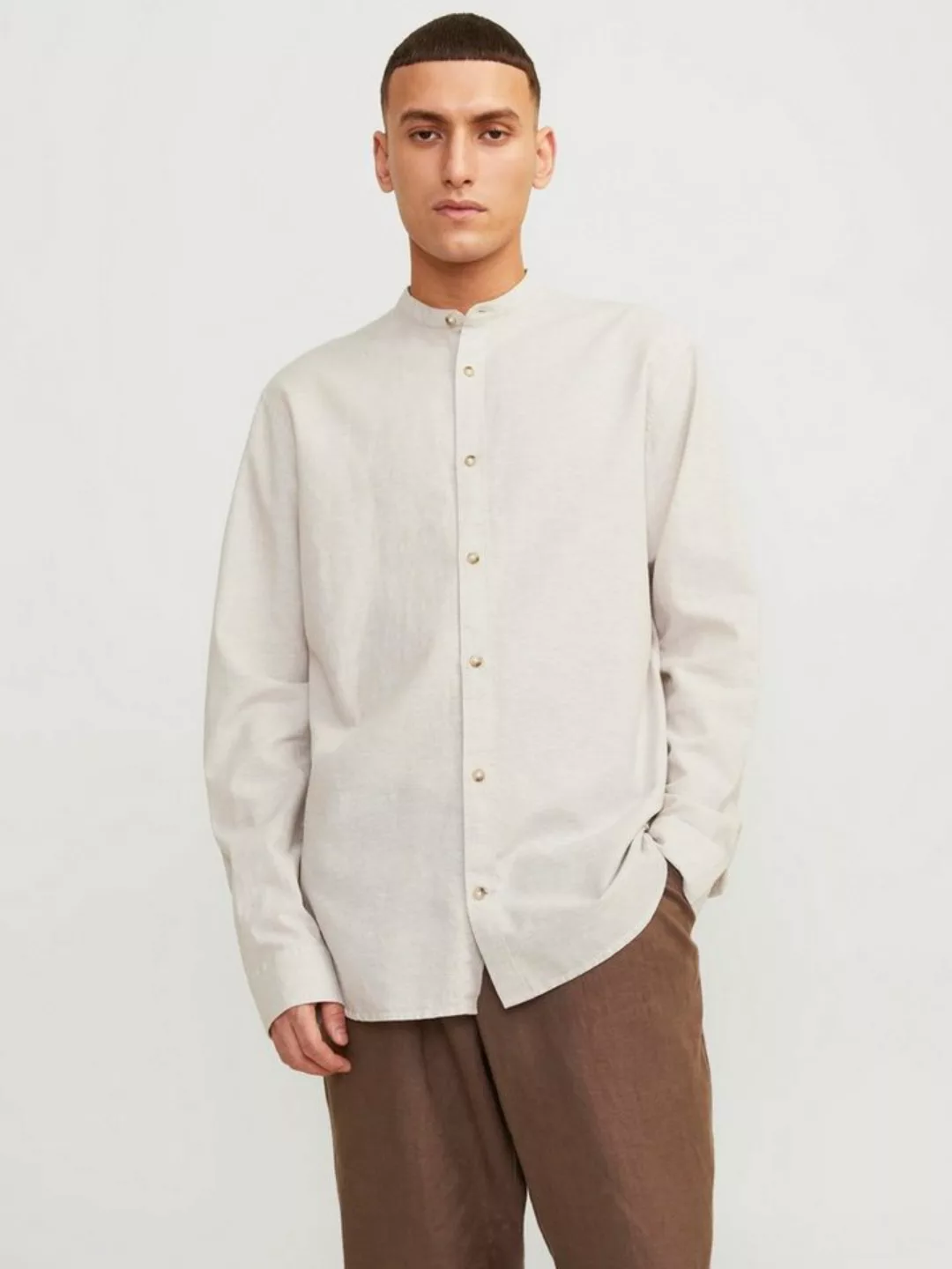 Jack & Jones Langarmhemd JJESUMMER BAND LINEN BLEND SHIRT LS SN günstig online kaufen