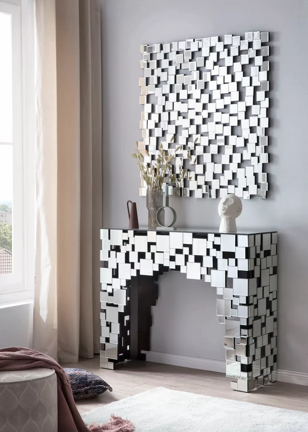 SalesFever Wandspiegel, Mosaikdesign aus Spiegelglasquadraten günstig online kaufen