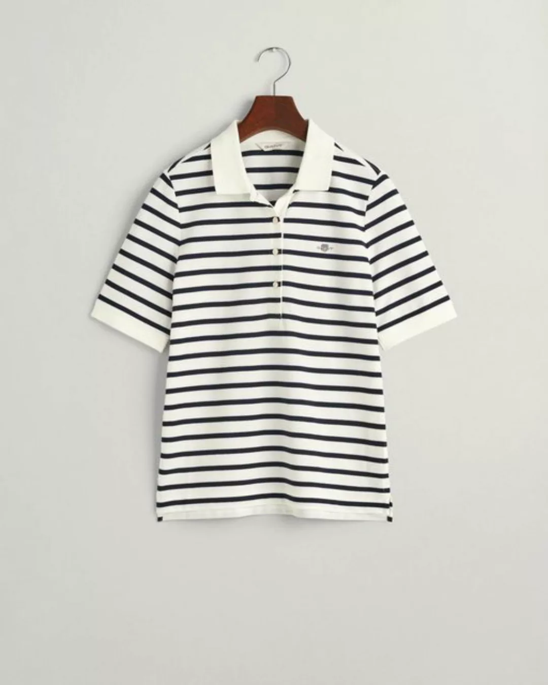 Gant Poloshirt SLIM STRIPED SHIELD SS PIQUE POLO, EGGSHELL günstig online kaufen