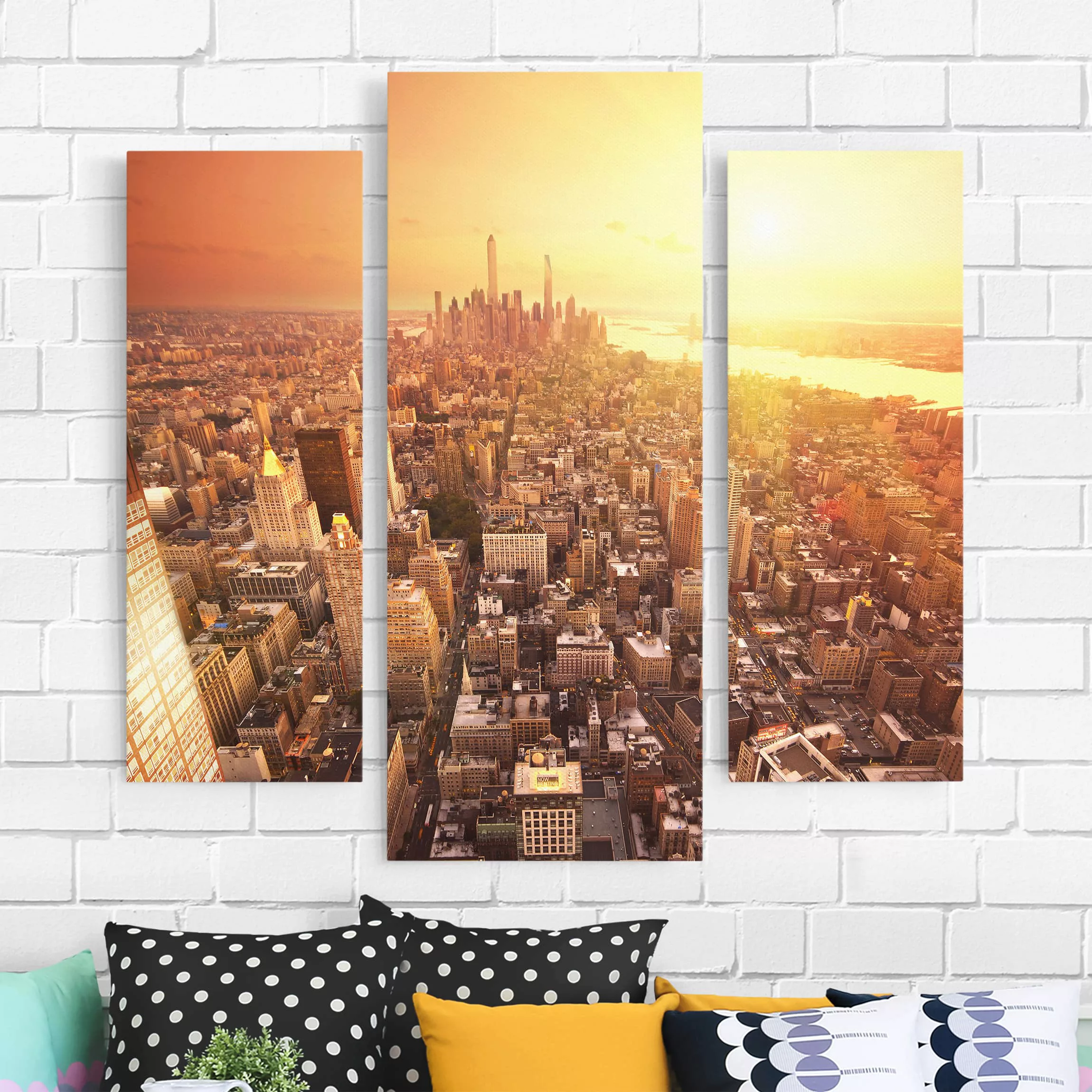 3-teiliges Leinwandbild Architektur & Skyline - Querformat Goldene Stadt günstig online kaufen