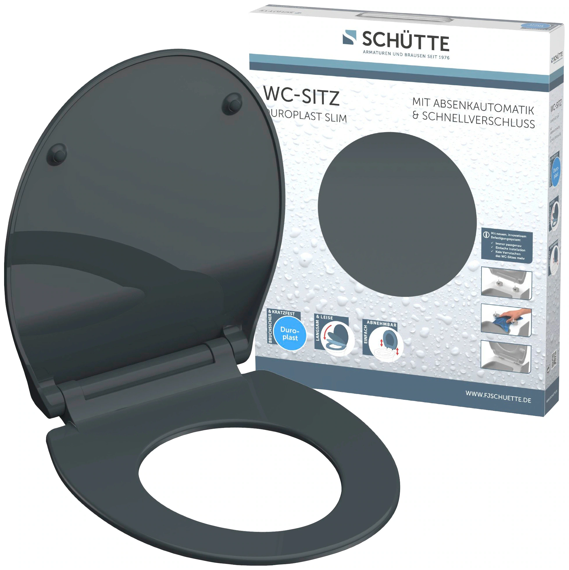 Schütte WC-Sitz Slim Anthrazit Duroplast mit Absenkautomatik & Schnellversc günstig online kaufen