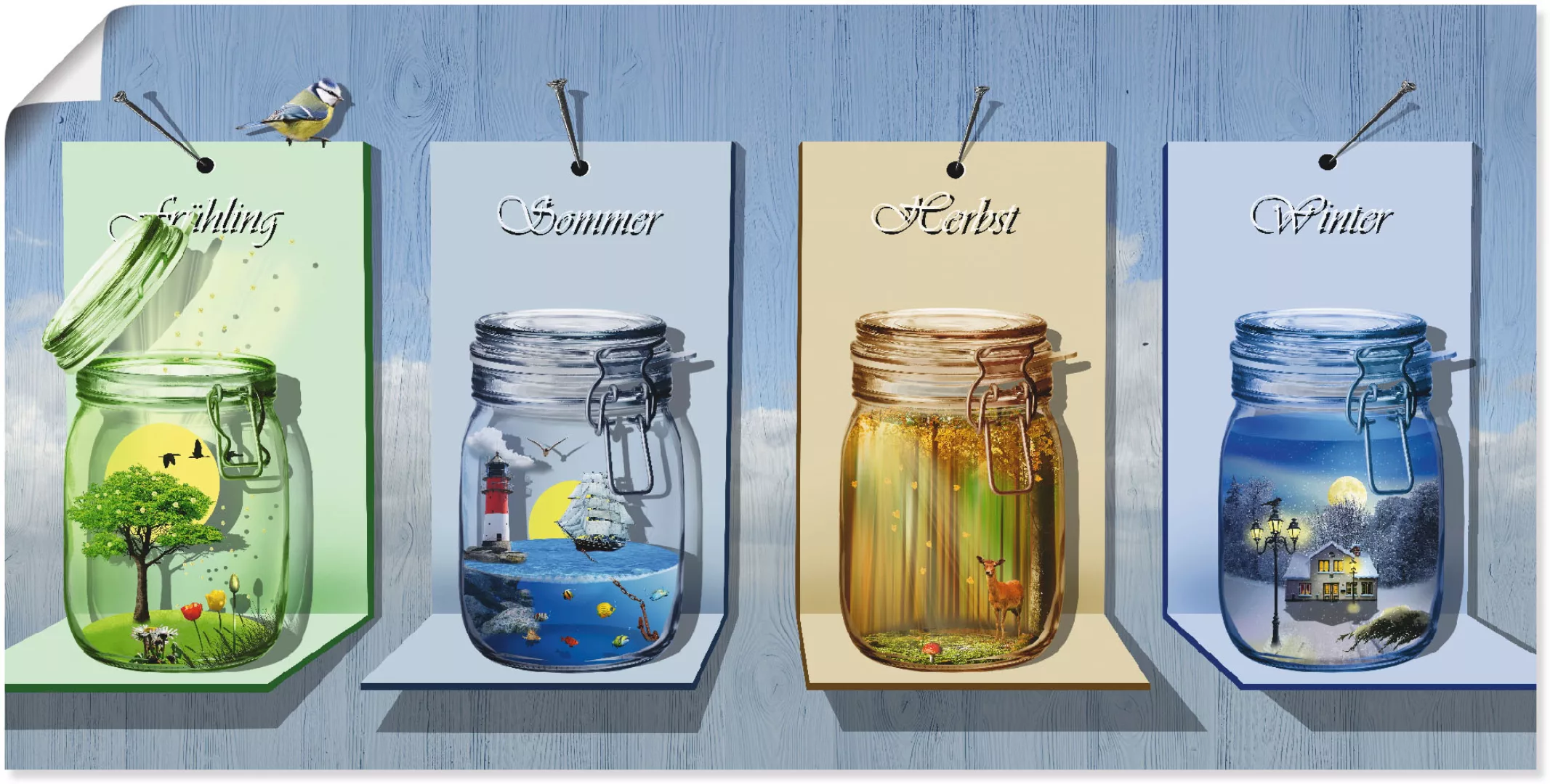 Artland Wandbild "Jahreszeiten in Gläsern", Vier Jahreszeiten, (1 St.), als günstig online kaufen