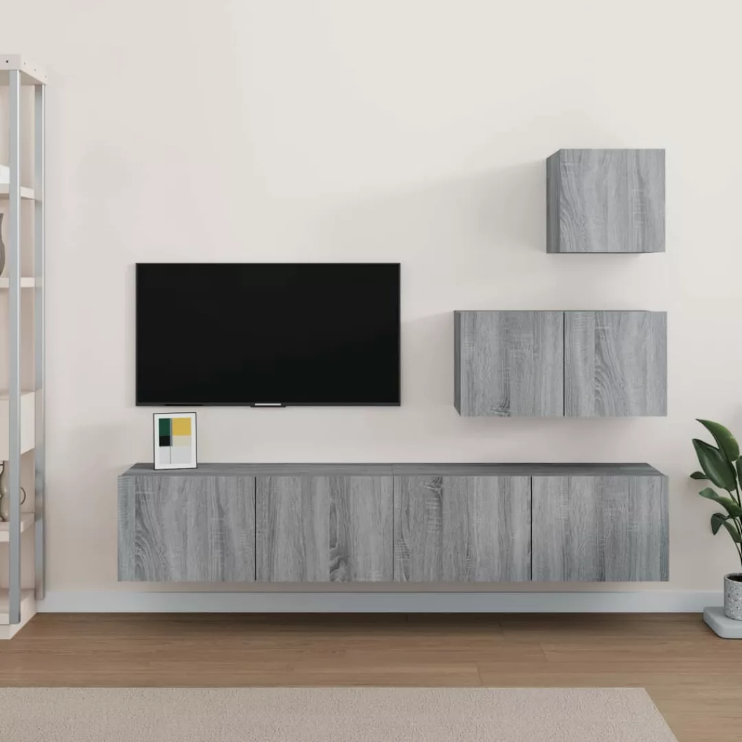 Vidaxl 4-tlg. Tv-schrank-set Grau Sonoma Holzwerkstoff günstig online kaufen