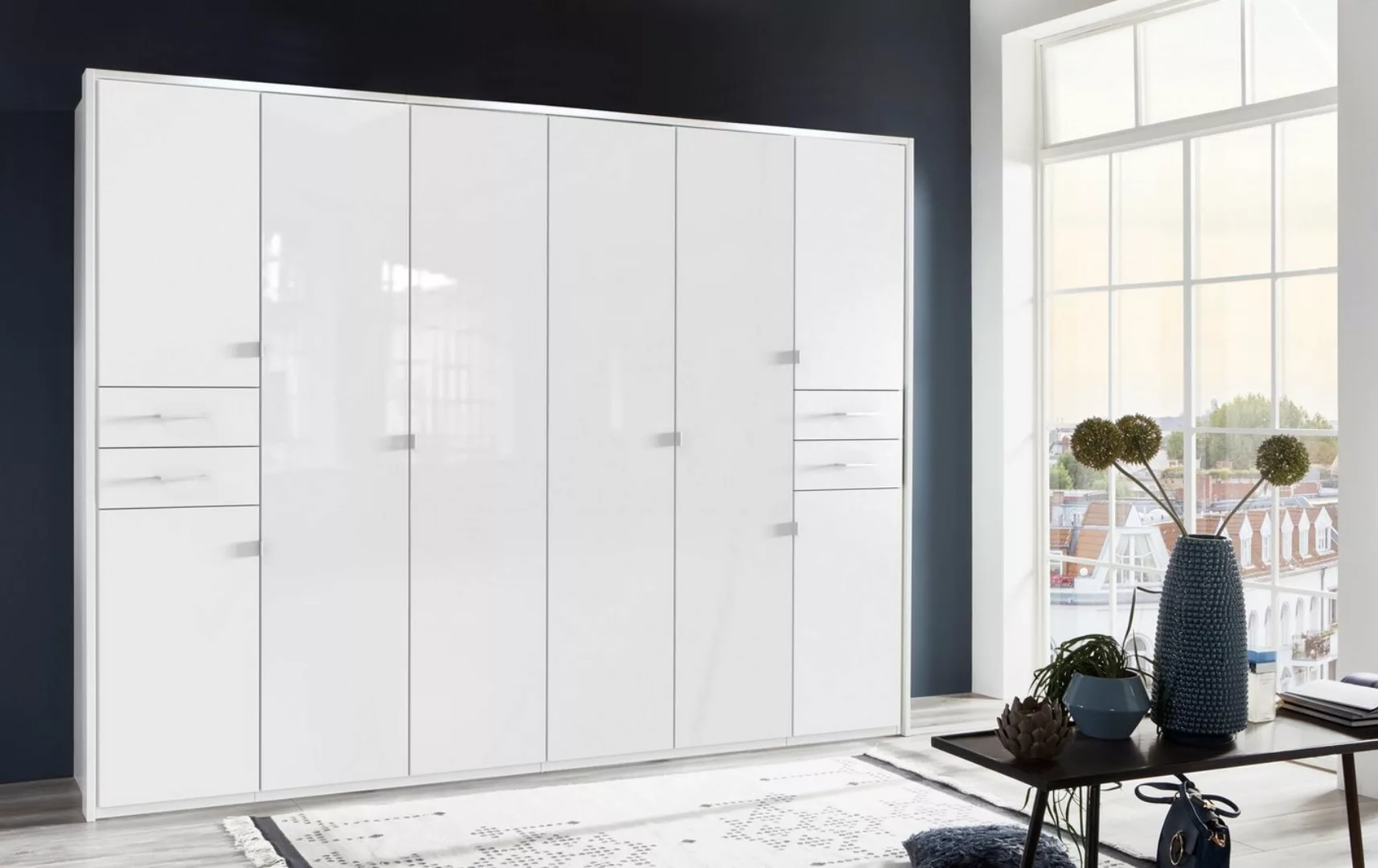 Wimex Drehtürenschrank in WEISS + GLAS WEISS - 270x208x58cm (BxHxT) günstig online kaufen