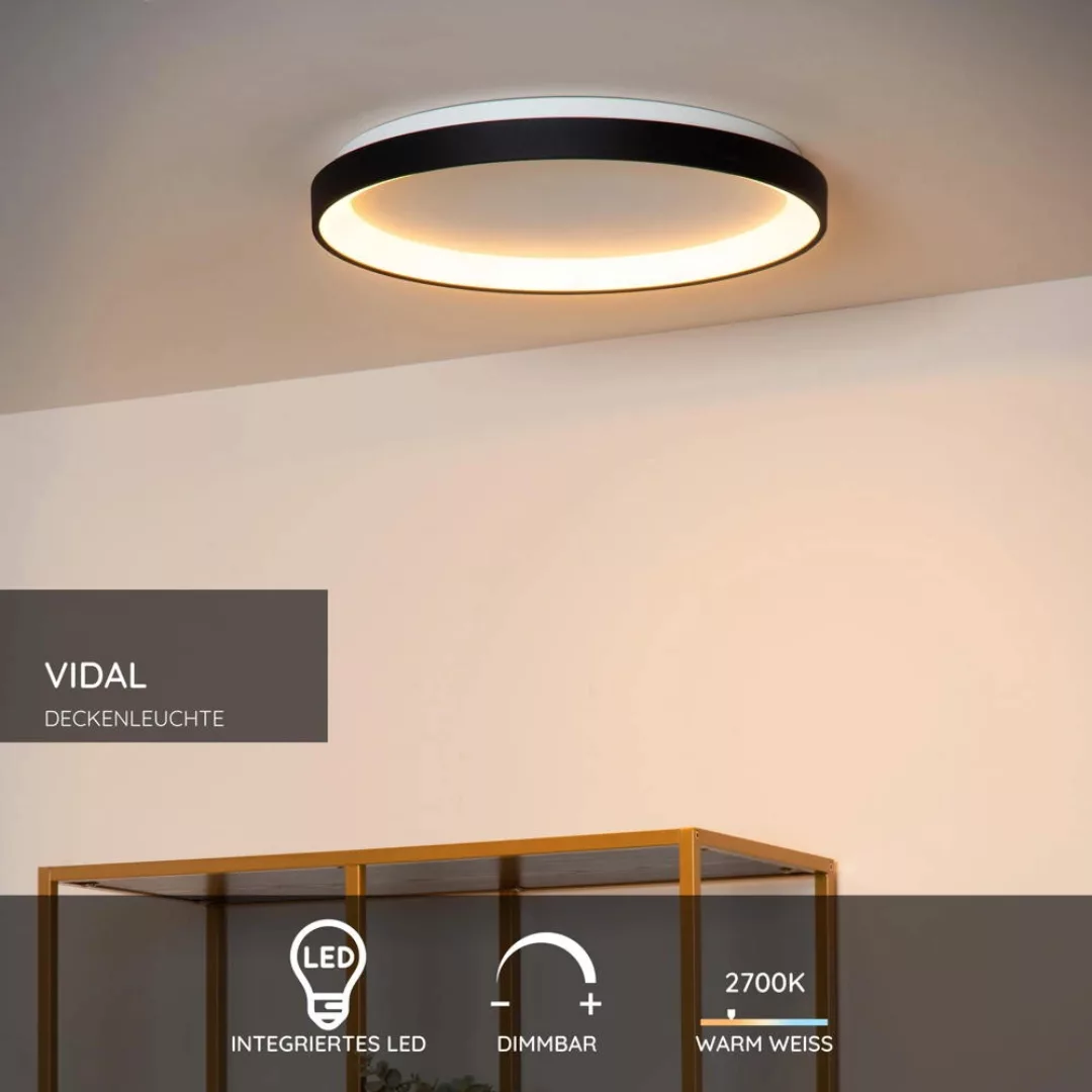 LED Deckenleuchte Vidal in Schwarz und Weiß 38W 3332lm günstig online kaufen