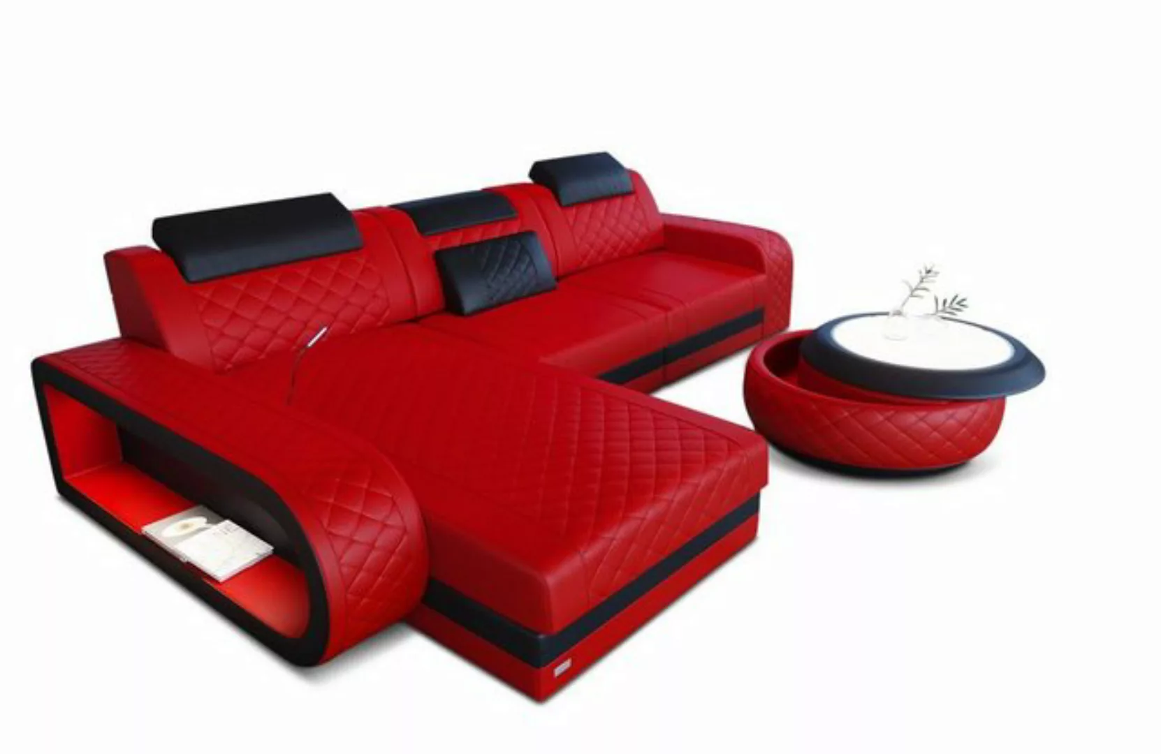 Sofa Dreams Ecksofa Ledersofa Berlin L Form Mini Couch mit LED, Designersof günstig online kaufen