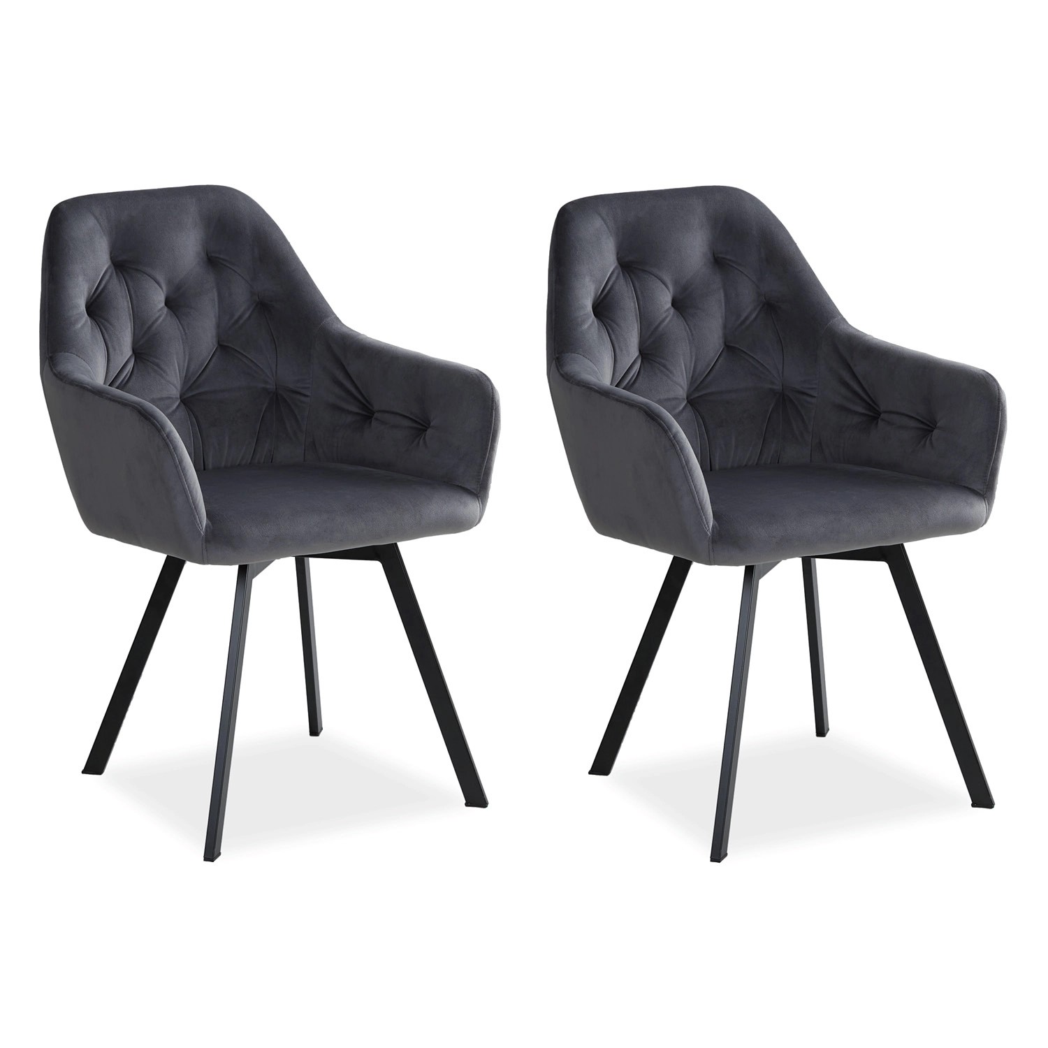 Homestyle4u Polsterstuhl Drehbar 2er Set in Grau 2351 günstig online kaufen