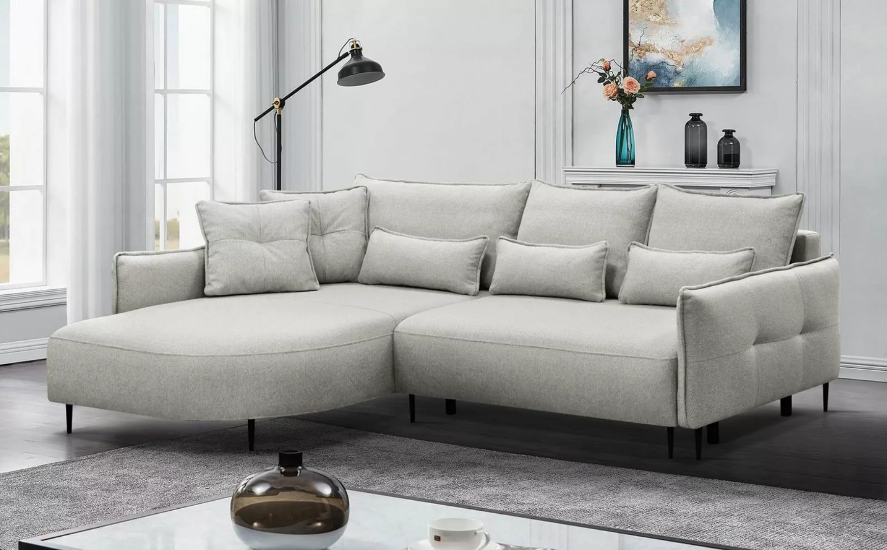 Beautysofa Polsterecke Salerno, mit Schlaffunktion 250x140 cm, mit Bettkast günstig online kaufen