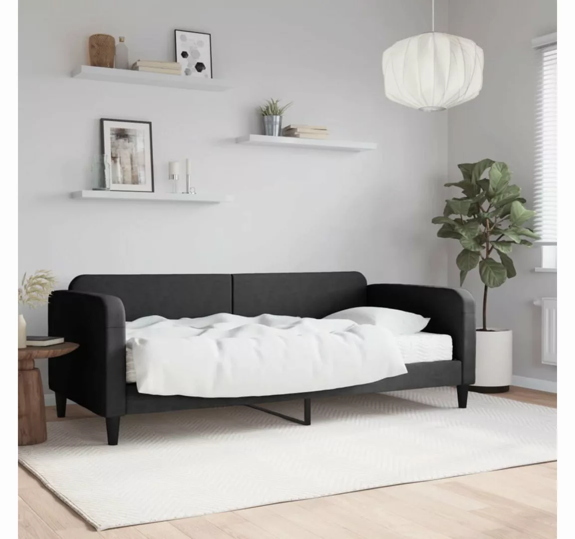 vidaXL Gästebett Gästebett Tagesbett mit Matratze Schwarz 90x190 cm Stoff B günstig online kaufen