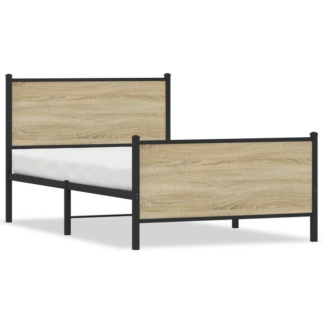 vidaXL Bett Metallbett ohne Matratze Sonoma-Eiche 100x200 cm günstig online kaufen