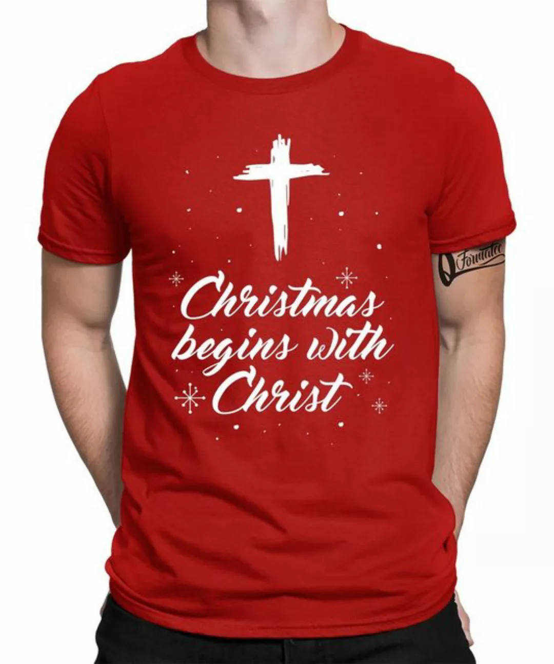 Quattro Formatee Kurzarmshirt Christmas begins with Christ - Weihnachten Ni günstig online kaufen