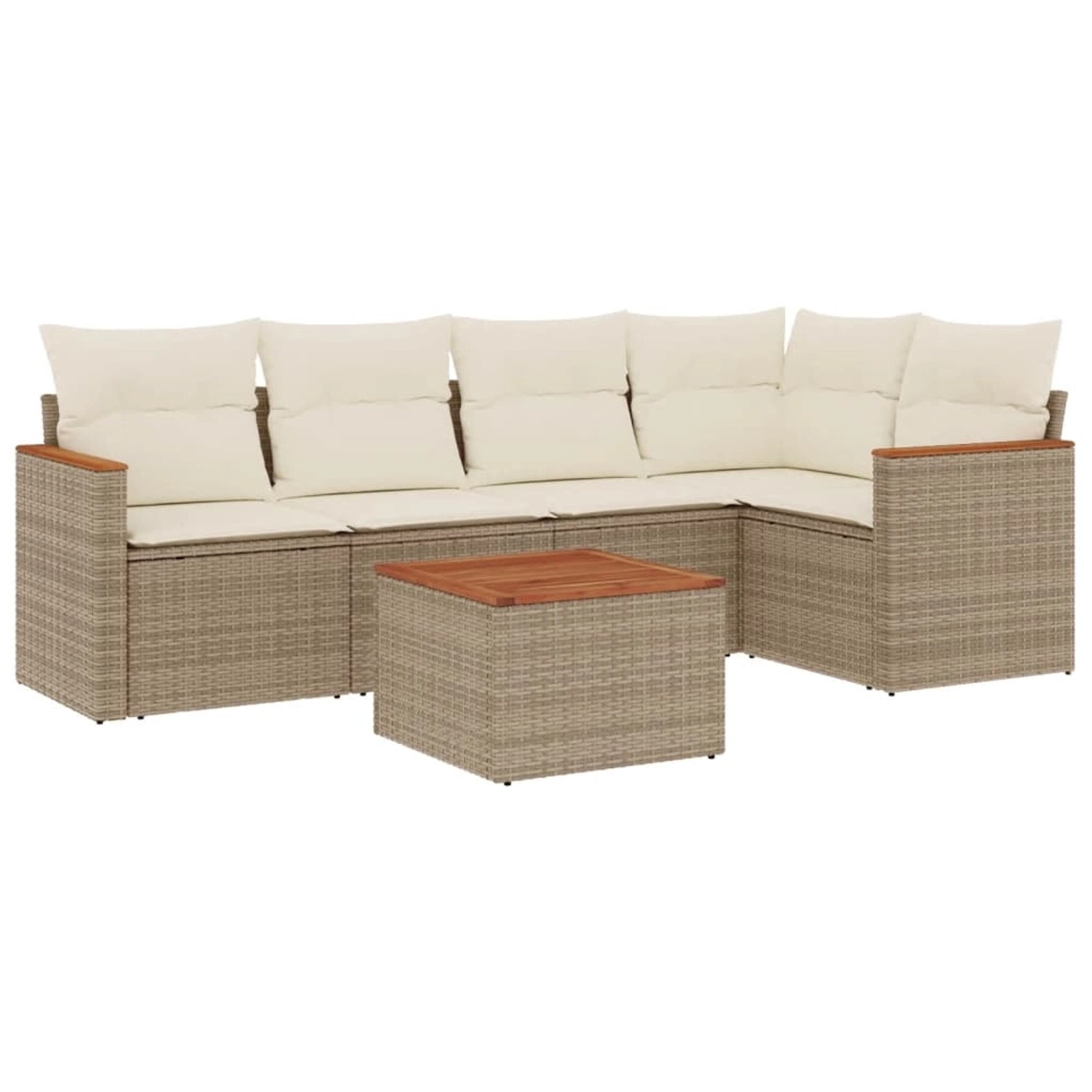 vidaXL 6-Tlg Garten-Sofagarnitur mit Kissen Beige Poly Rattan 3258355 günstig online kaufen