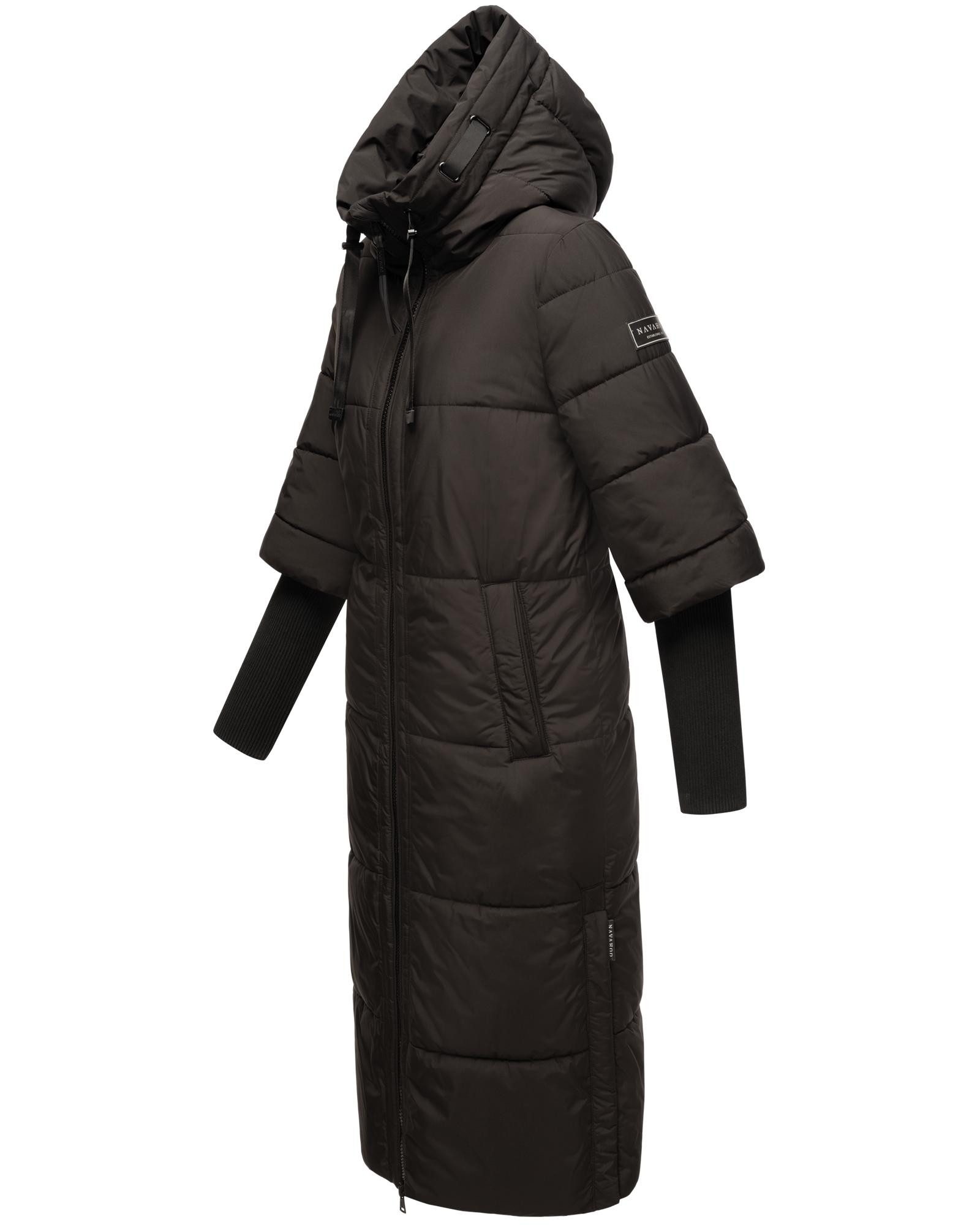 Navahoo Steppmantel "Ciao Miau XIV", Langer Wintermantel mit Rippstrickärme günstig online kaufen