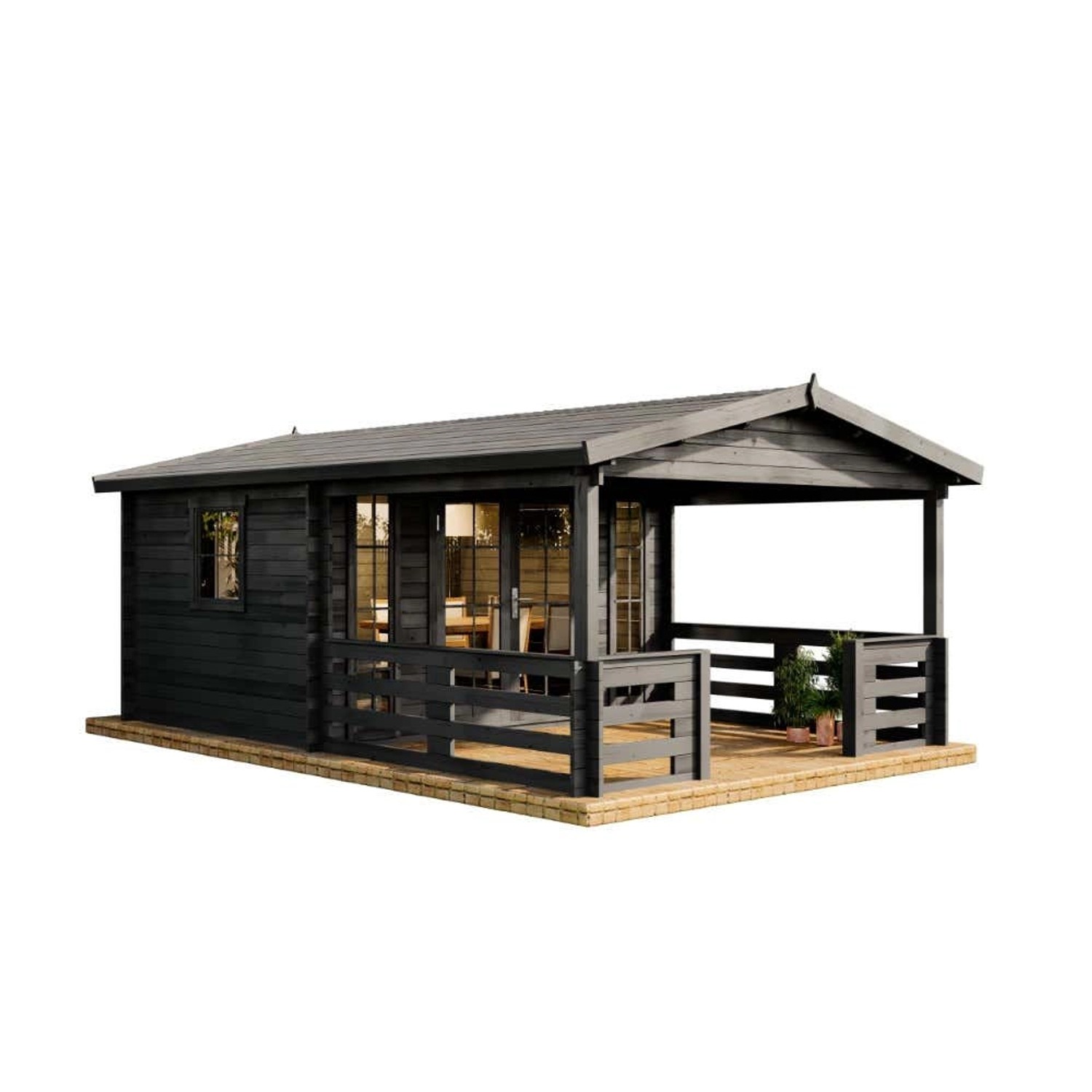 Alpholz Gartenhaus Lappland-40 B 380 x 594 cm aus Holz in Grau günstig online kaufen