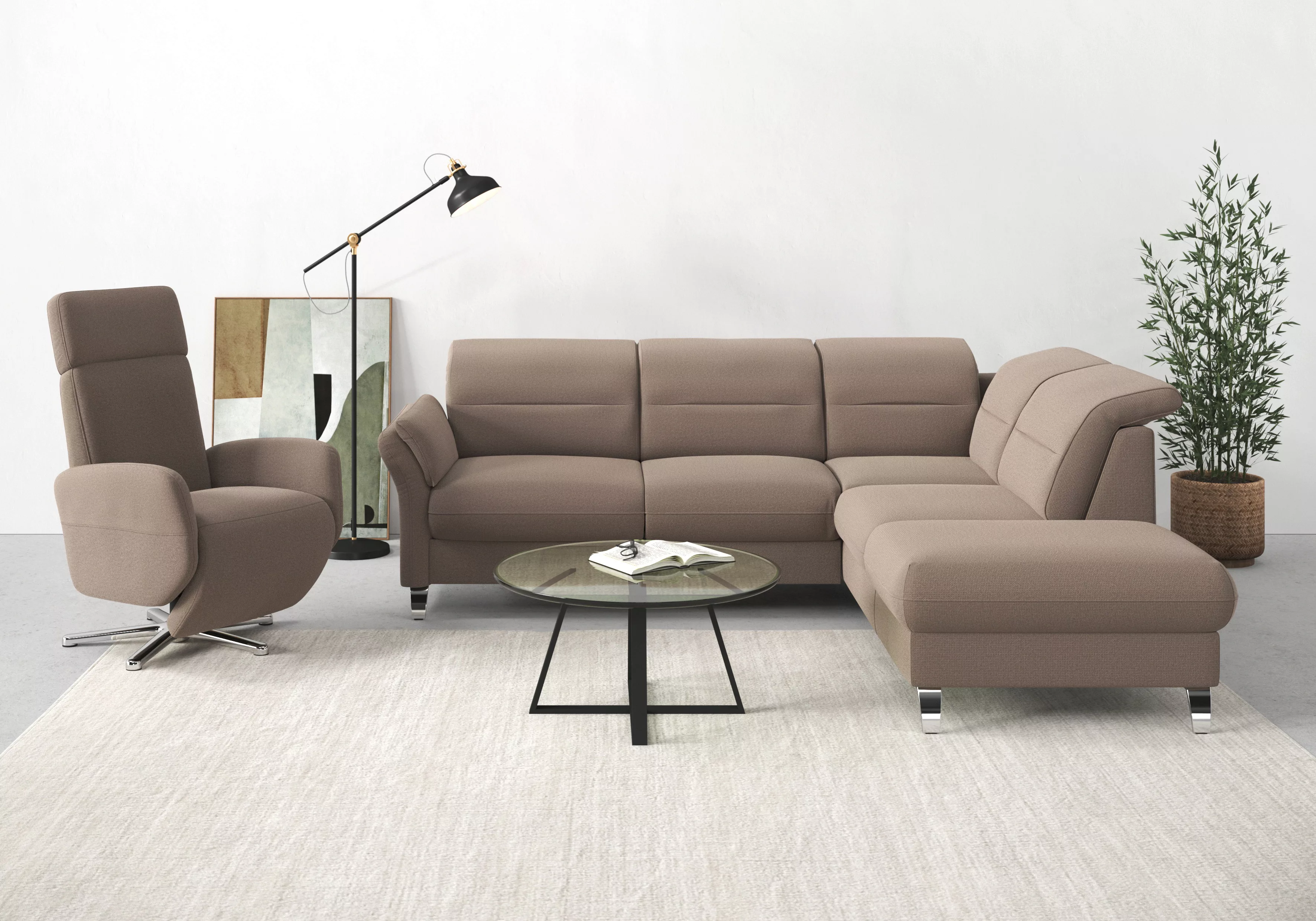 sit&more Ecksofa "Grenoble L-Form mit Federkern", wahlweise mit Bettfunktio günstig online kaufen
