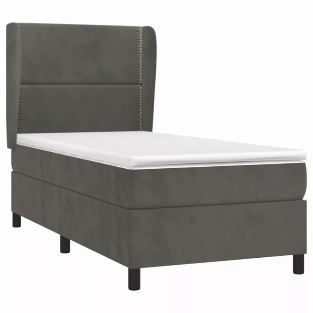 vidaXL Boxspringbett Boxspringbett mit Matratze Dunkelgrau 90x190 cm Samt B günstig online kaufen