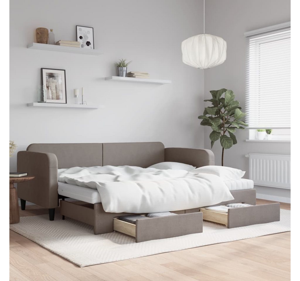 vidaXL Gästebett Gästebett Tagesbett Ausziehbar mit Schubladen Taupe 90x200 günstig online kaufen