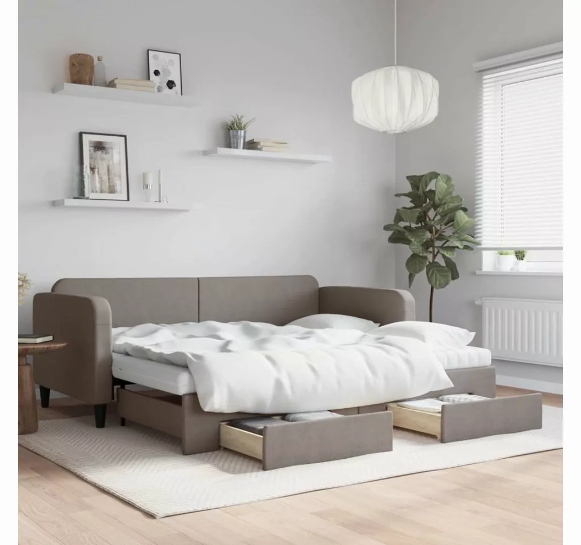 vidaXL Gästebett Gästebett Tagesbett Ausziehbar mit Schubladen Taupe 90x200 günstig online kaufen