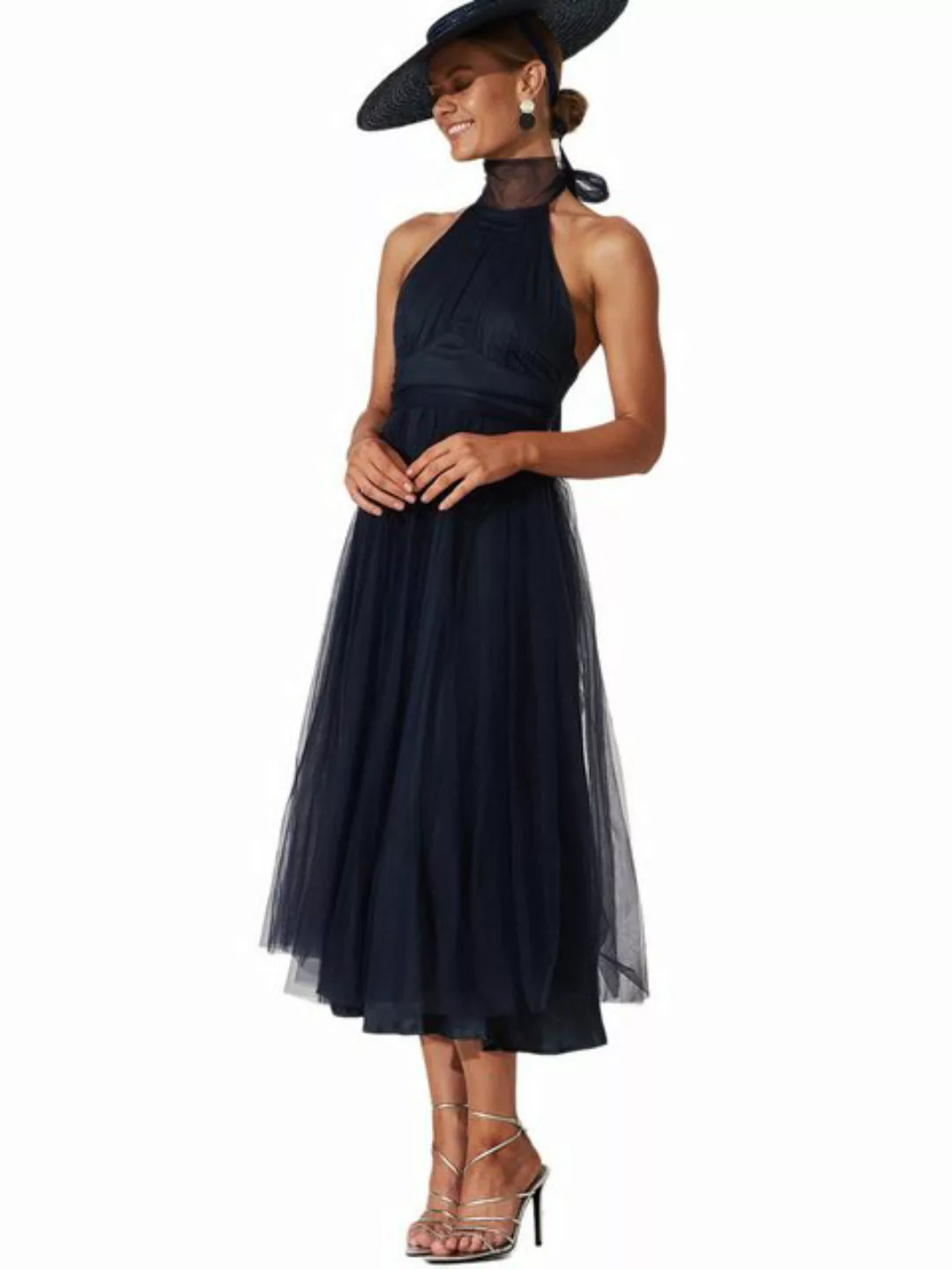 DYMADE Cocktailkleid Damen Elegant A-Linien Neckholder Ballkleid Mit Tüll 3 günstig online kaufen