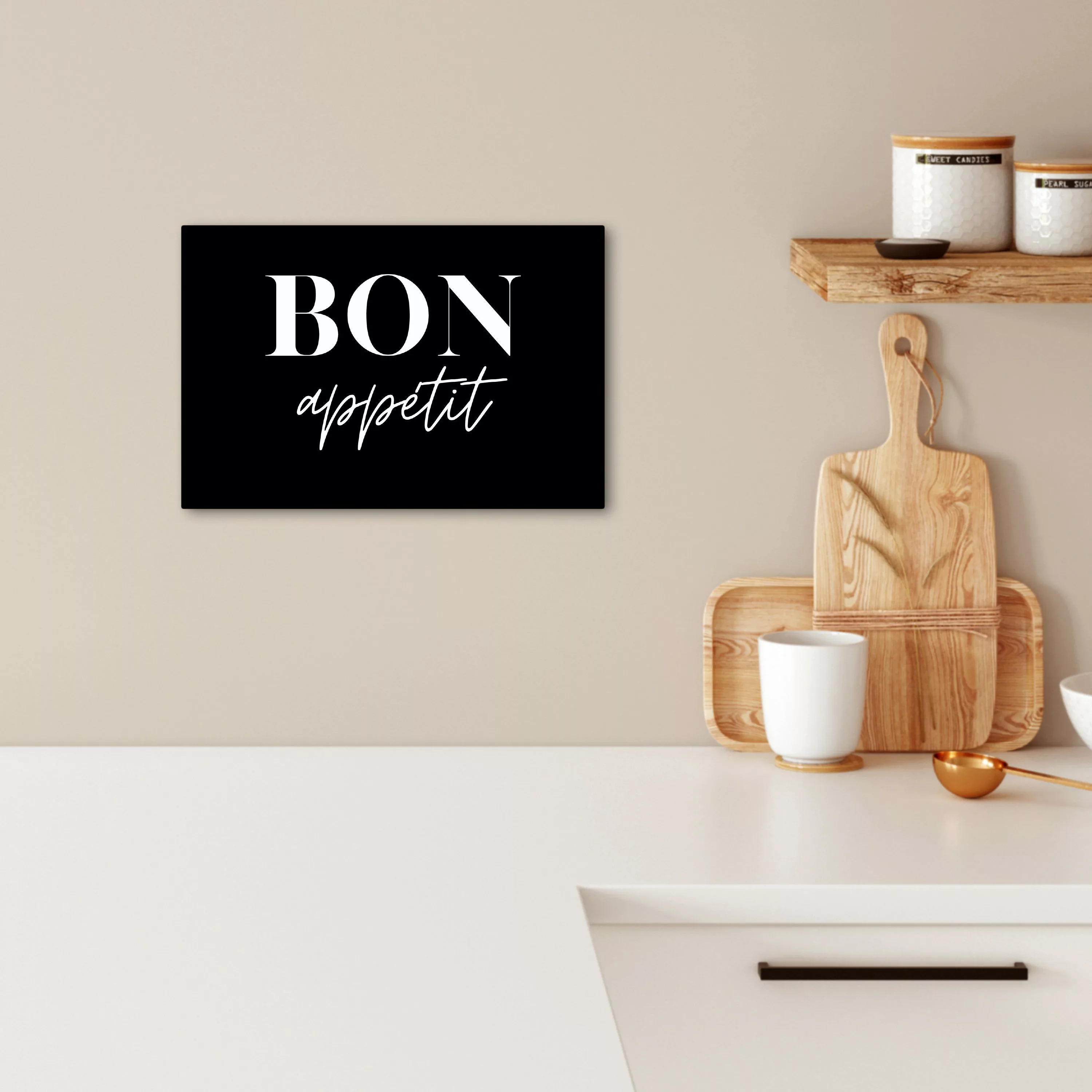 OneMillionCanvasses® Leinwandbild Bon appétit - Spruch günstig online kaufen