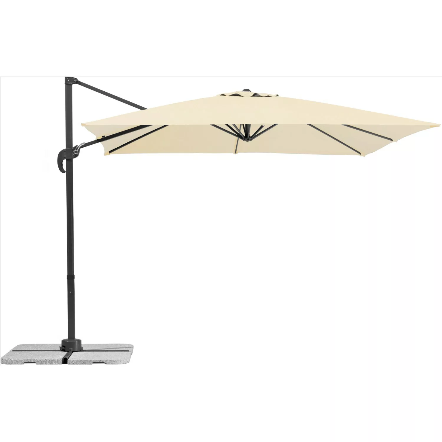 Schneider Ampelschirm Rhodos Junior 270 cm x 270 cm Natur mit Kurbelmechani günstig online kaufen