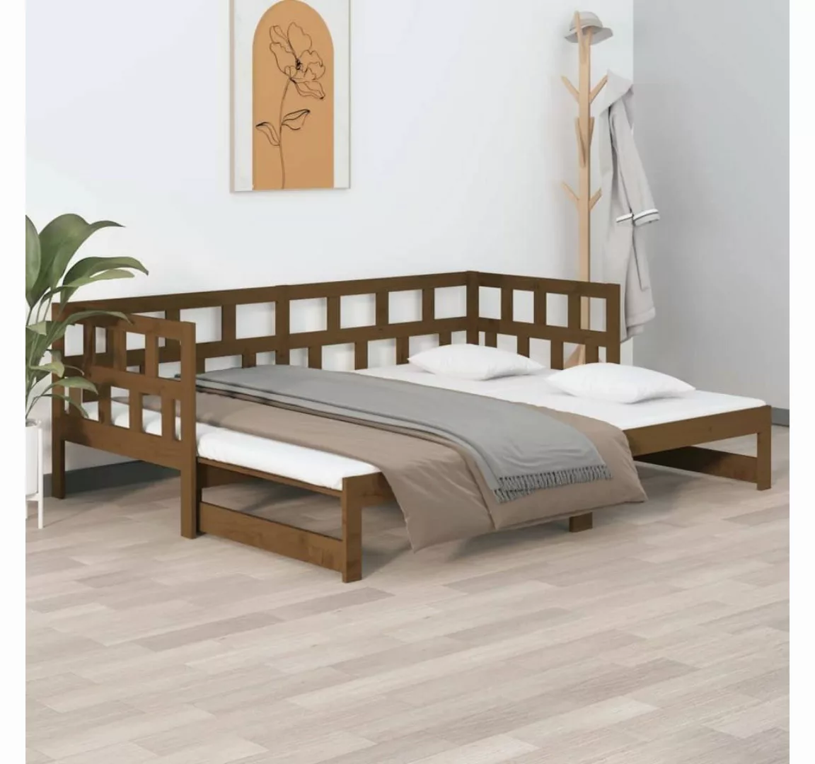 furnicato Bett Tagesbett Ausziehbar Honigbraun Massivholz Kiefer 2x(90x200) günstig online kaufen