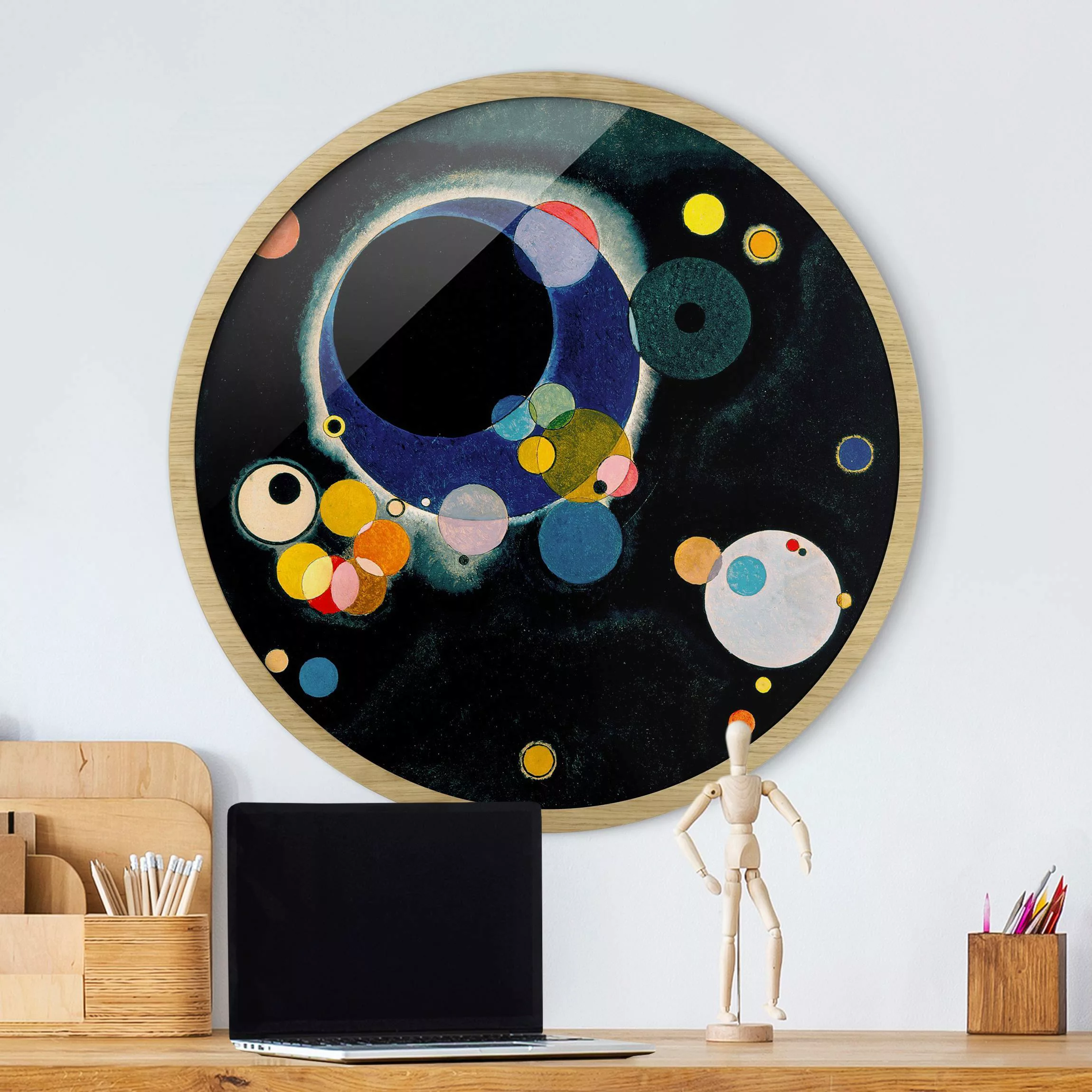 Rundes Gerahmtes Bild Wassily Kandinsky - Skizze Kreise günstig online kaufen