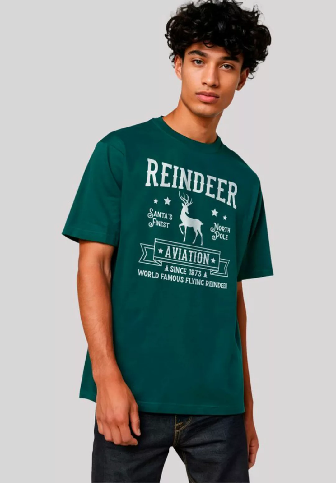 F4NT4STIC T-Shirt Reindeer Aviation Retro Weihnachts Sign Premium Qualität günstig online kaufen