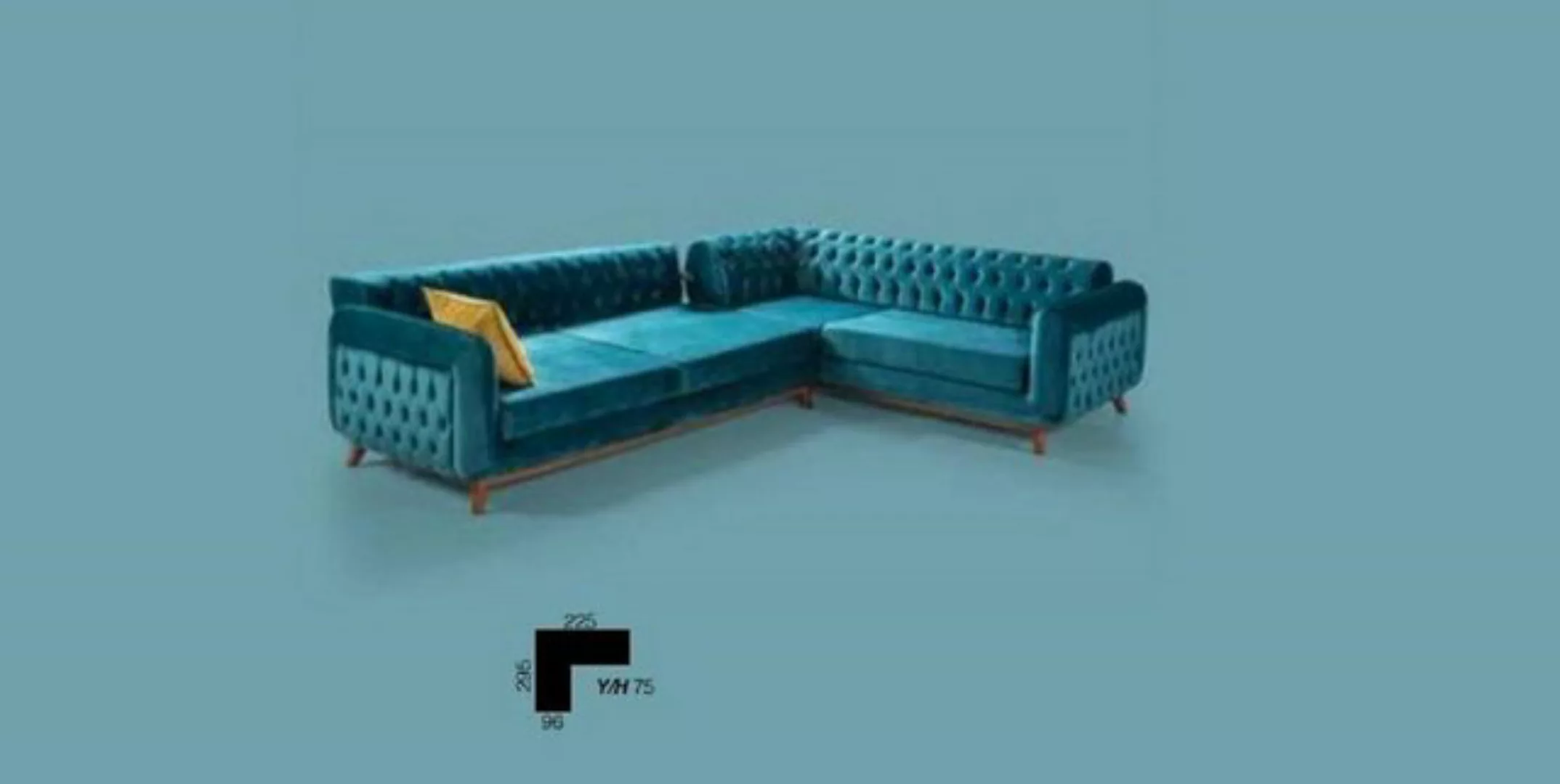 JVmoebel Ecksofa Chesterfield Ecksofa Turkis Textil Couch Stoffsofa Luxus S günstig online kaufen