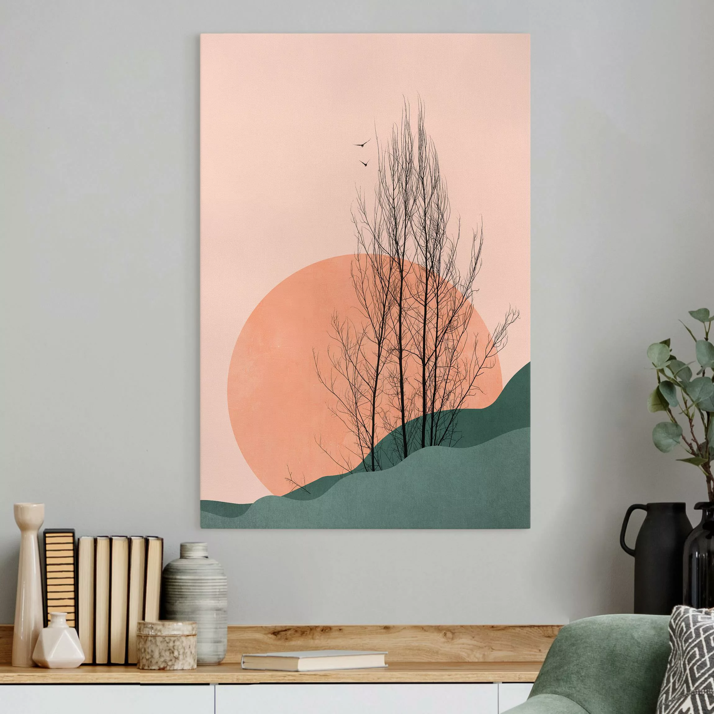 Leinwandbild Sonnenuntergang mit Baum günstig online kaufen