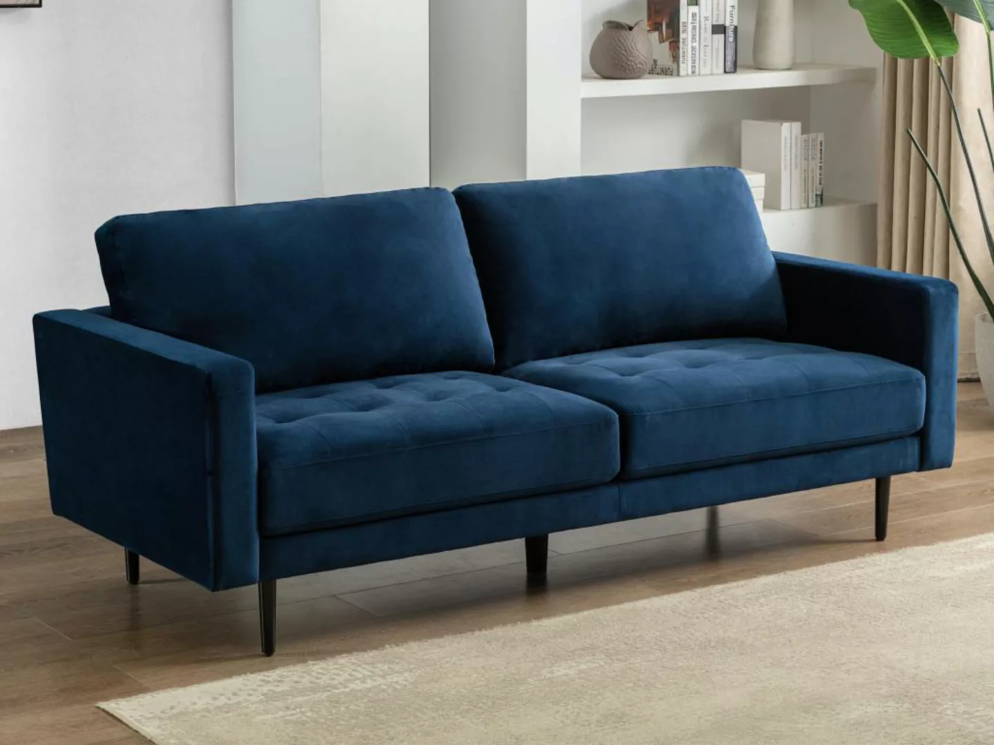 Sofa 3-Sitzer - Samt - Blau - ESTELA günstig online kaufen