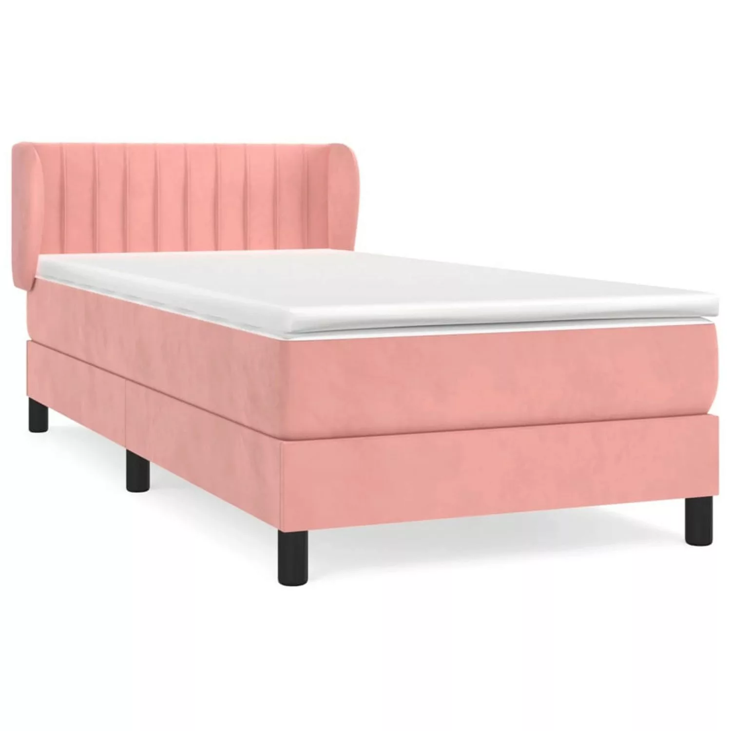 vidaXL Boxspringbett, Boxspringbett mit Matratze Rosa 90x200 cm Samt günstig online kaufen