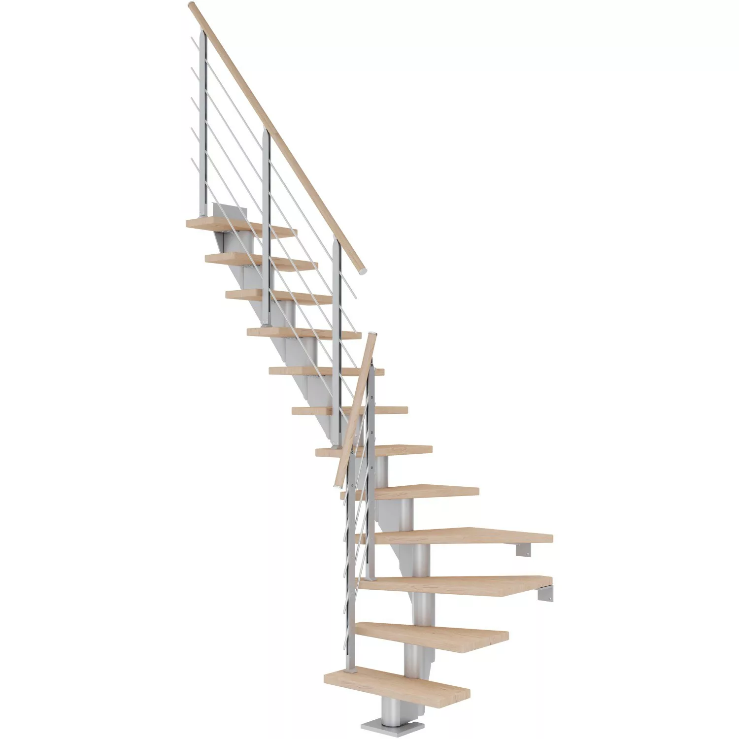 Dolle Mittelholmtreppe Frankfurt Eiche Weiß Perlgrau GH b. 258cm 1/4 - gew. günstig online kaufen