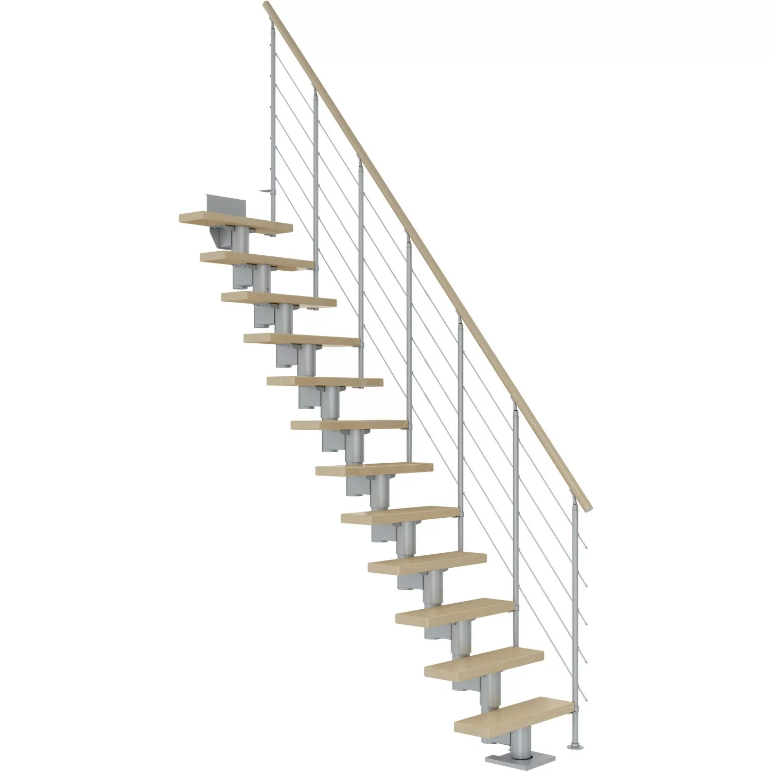 Dolle Mittelholmtreppe Dublin Ahorn Perlgrau GH bis 292 cm Gerade 65 cm FSC günstig online kaufen