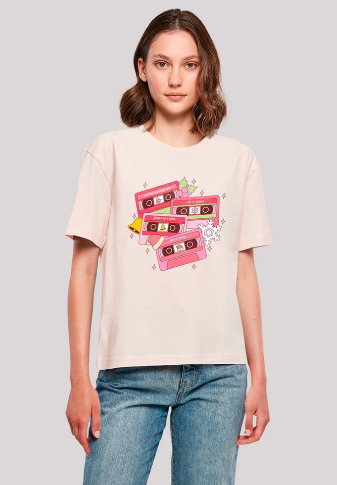 F4NT4STIC T-Shirt Weihnachten Retro Song Tapes Pink Premium Qualität, Weihn günstig online kaufen