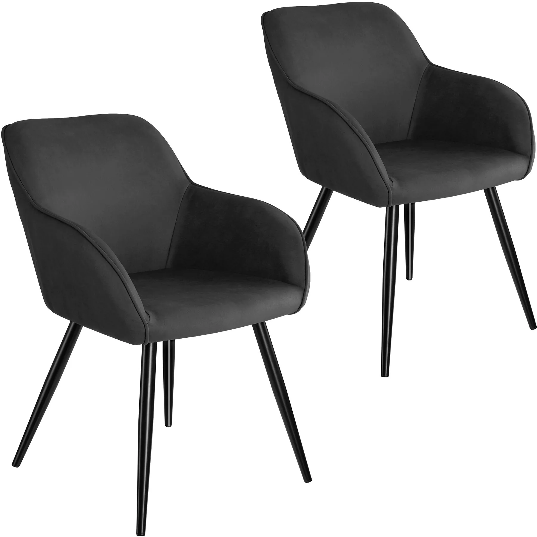 2er Set Stuhl Marilyn Stoff, schwarze Stuhlbeine - anthrazit/schwarz günstig online kaufen