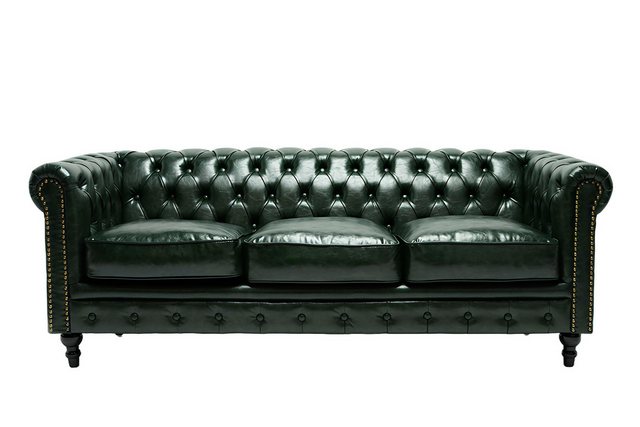 Xlmoebel Sofa Klassische Leder-Sofas Chesterfield Stil Schaffhau 3-Sitzer, günstig online kaufen