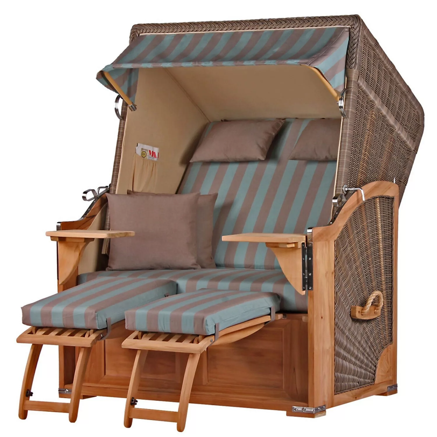 bene living Strandkorb Komplettset Schaalsee Teak PE grau Modell 520 günstig online kaufen