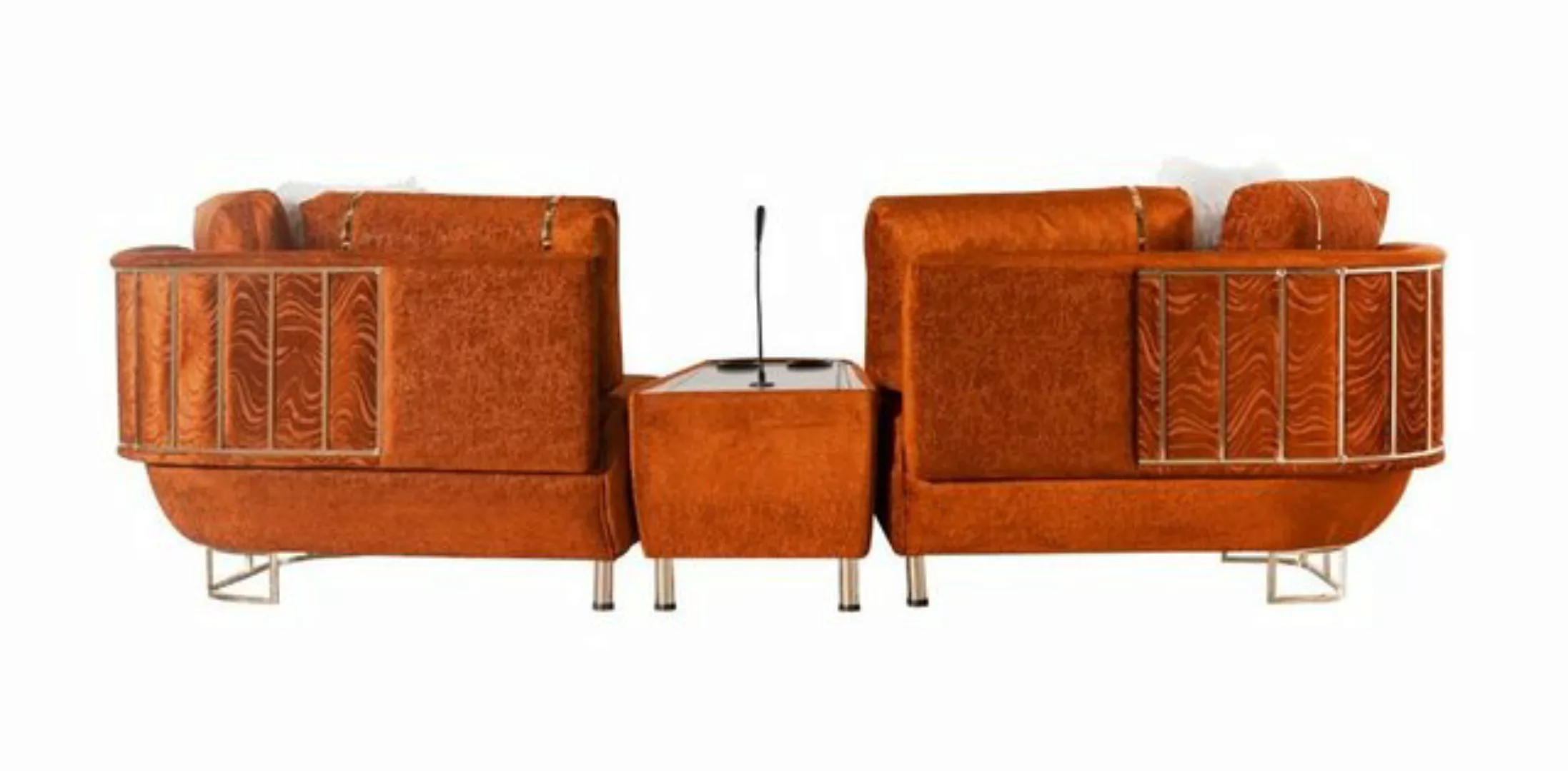 JVmoebel 3-Sitzer Oranges Sofa Mit einem Tisch 3-Sitzer Wohnzimmer Luxus Mö günstig online kaufen