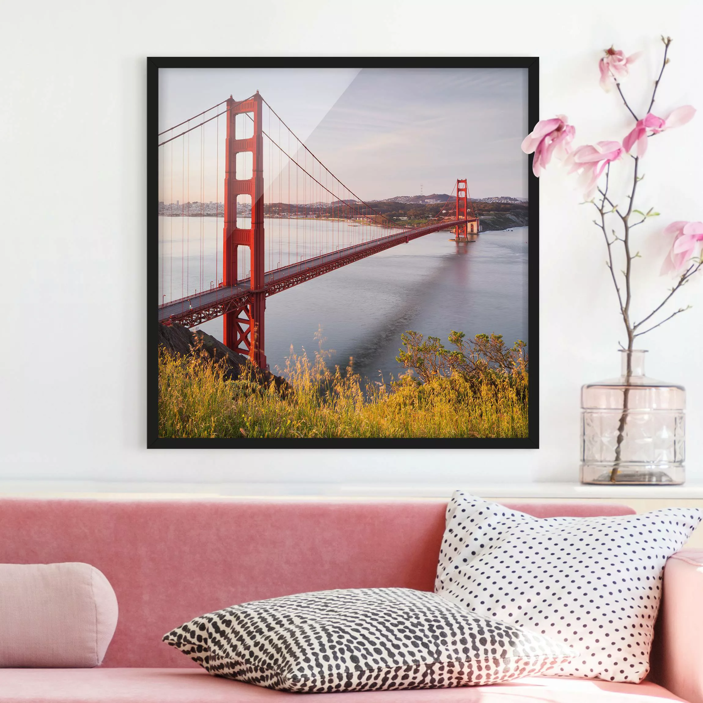 Bild mit Rahmen Architektur & Skyline - Quadrat Golden Gate Bridge in San F günstig online kaufen