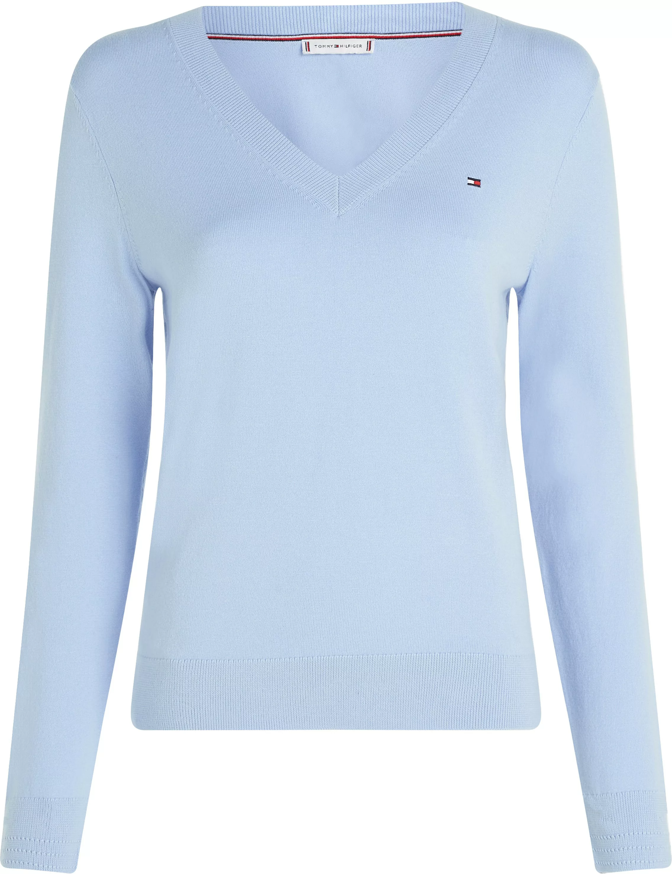 Tommy Hilfiger V-Ausschnitt-Pullover mit V-Ausschnitt, gestickter Tommy Hil günstig online kaufen