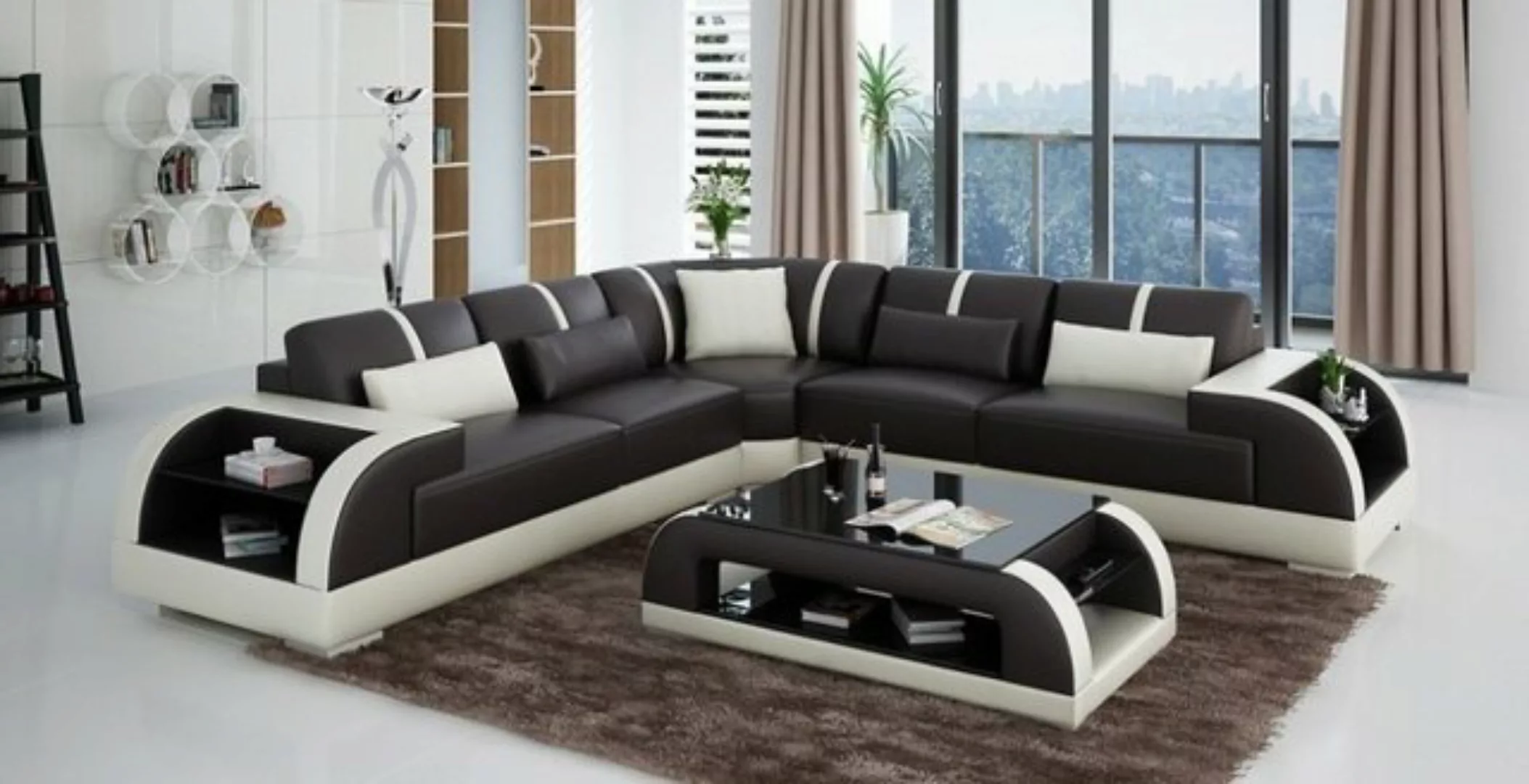 JVmoebel Ecksofa Design Eck Leder Sofa Couch Polster Wohnlandschaft L Form, günstig online kaufen