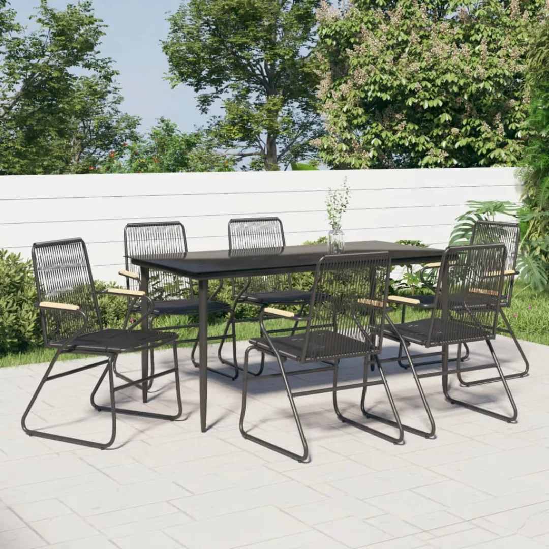 Vidaxl 7-tlg. Garten-essgruppe Schwarz Pvc-rattan günstig online kaufen