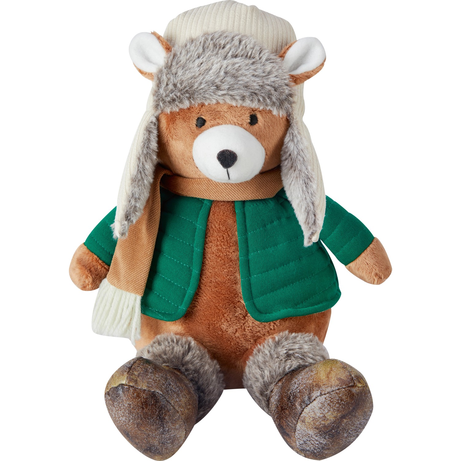 Stoffbär 30 cm Braun-Grün günstig online kaufen