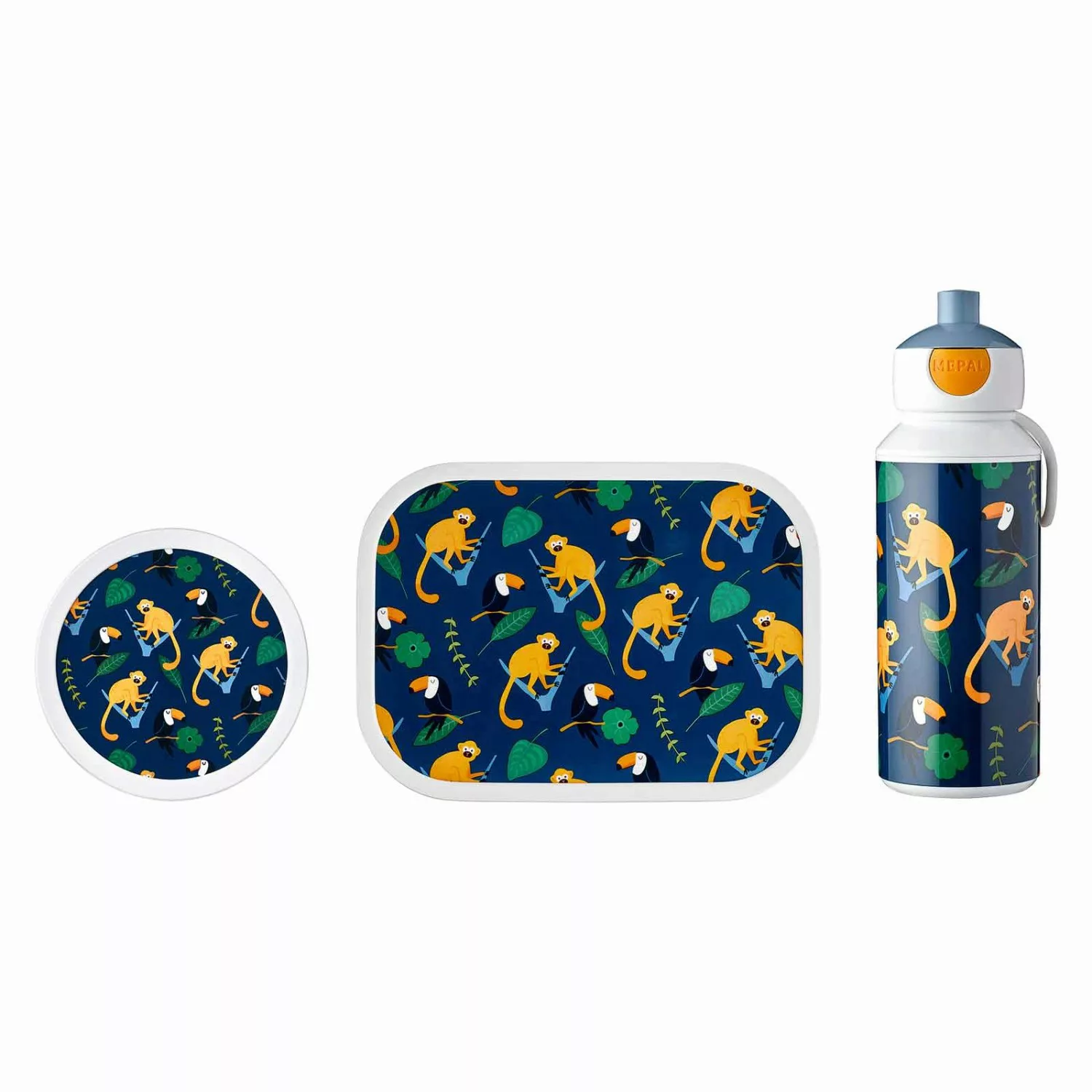 Mepal Campus Lunchset 3-teilig aus Brotdose Trinkflasche und Obstbox Jungle günstig online kaufen