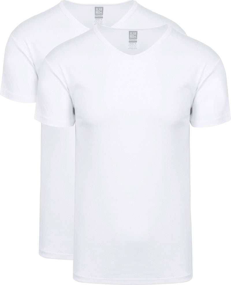 Alan Red Vancouver Organic T-Shirt V-Ausschnitt Weiß 2er-Pack - Größe XL günstig online kaufen