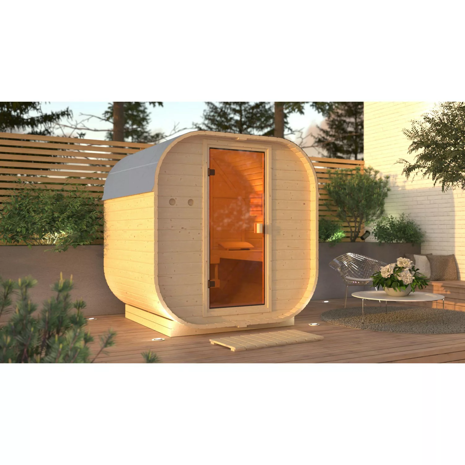 Karibu Fassauna Quadro 1 Naturbelassen mit Ofen 9 kW Integr. Strg. günstig online kaufen