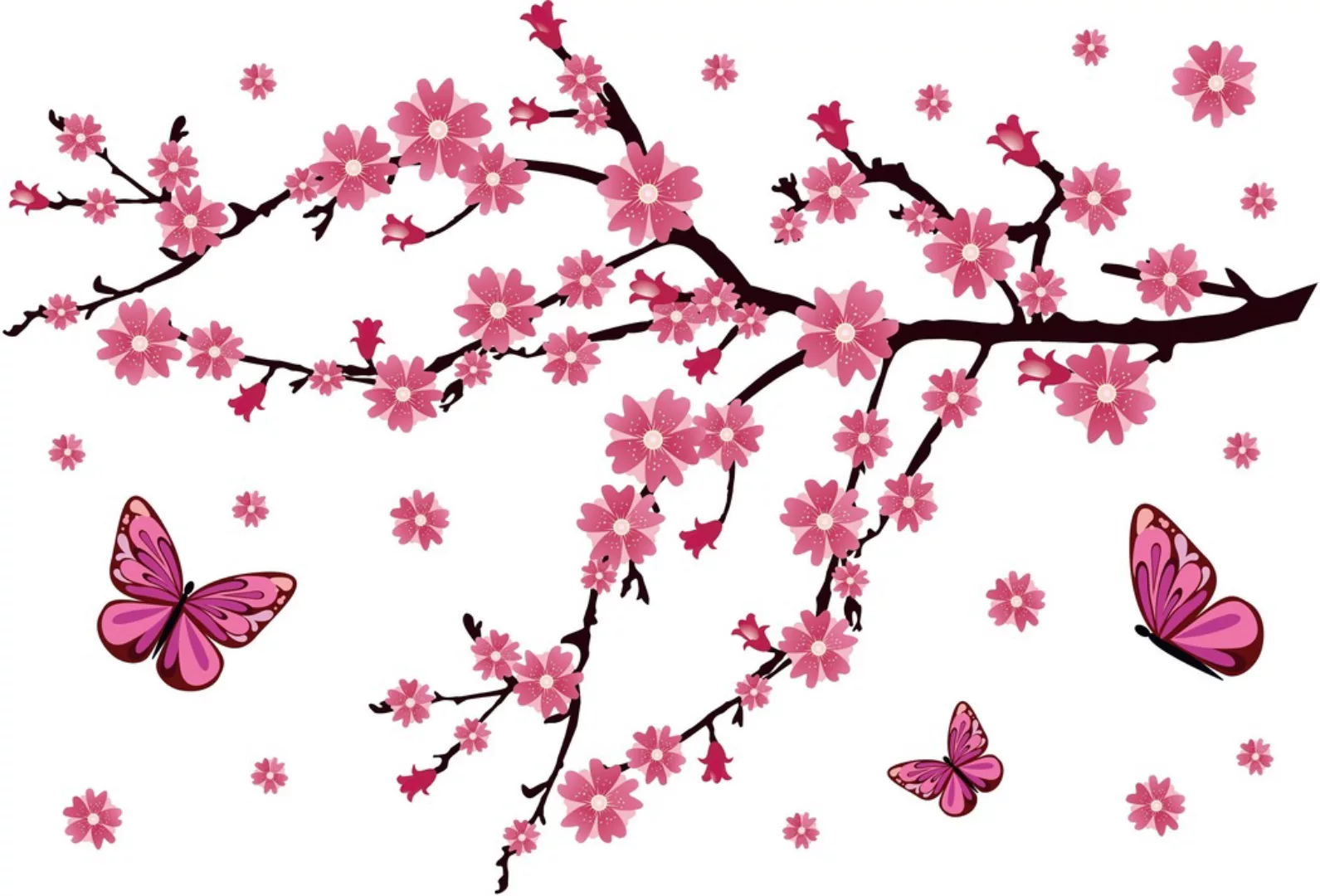 Wall-Art Wandtattoo »Kirschblüten mit Schmetterlingen«, selbstklebend, entf günstig online kaufen