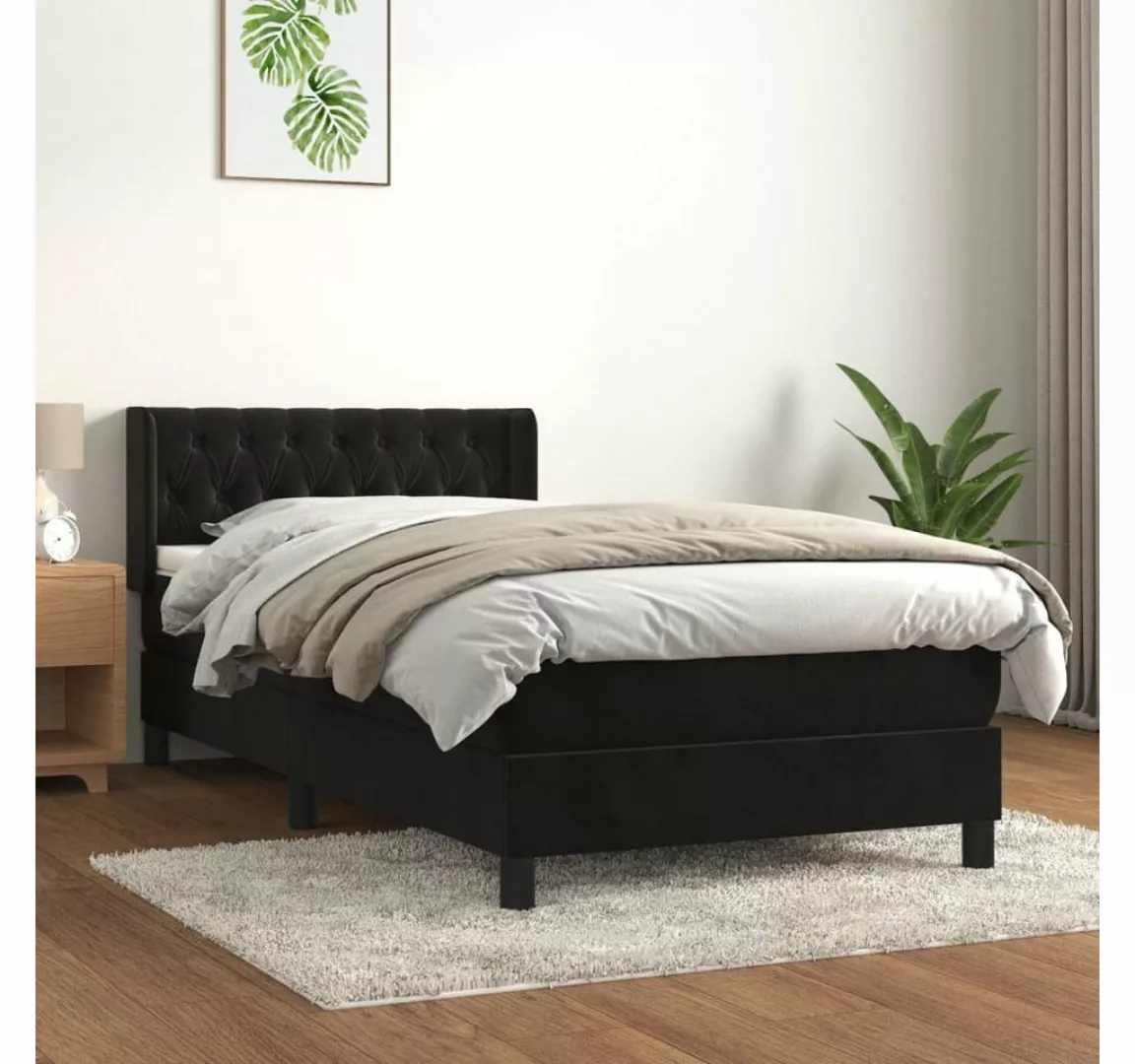 furnicato Bett Boxspringbett mit Matratze Schwarz 90x190 cm Samt günstig online kaufen