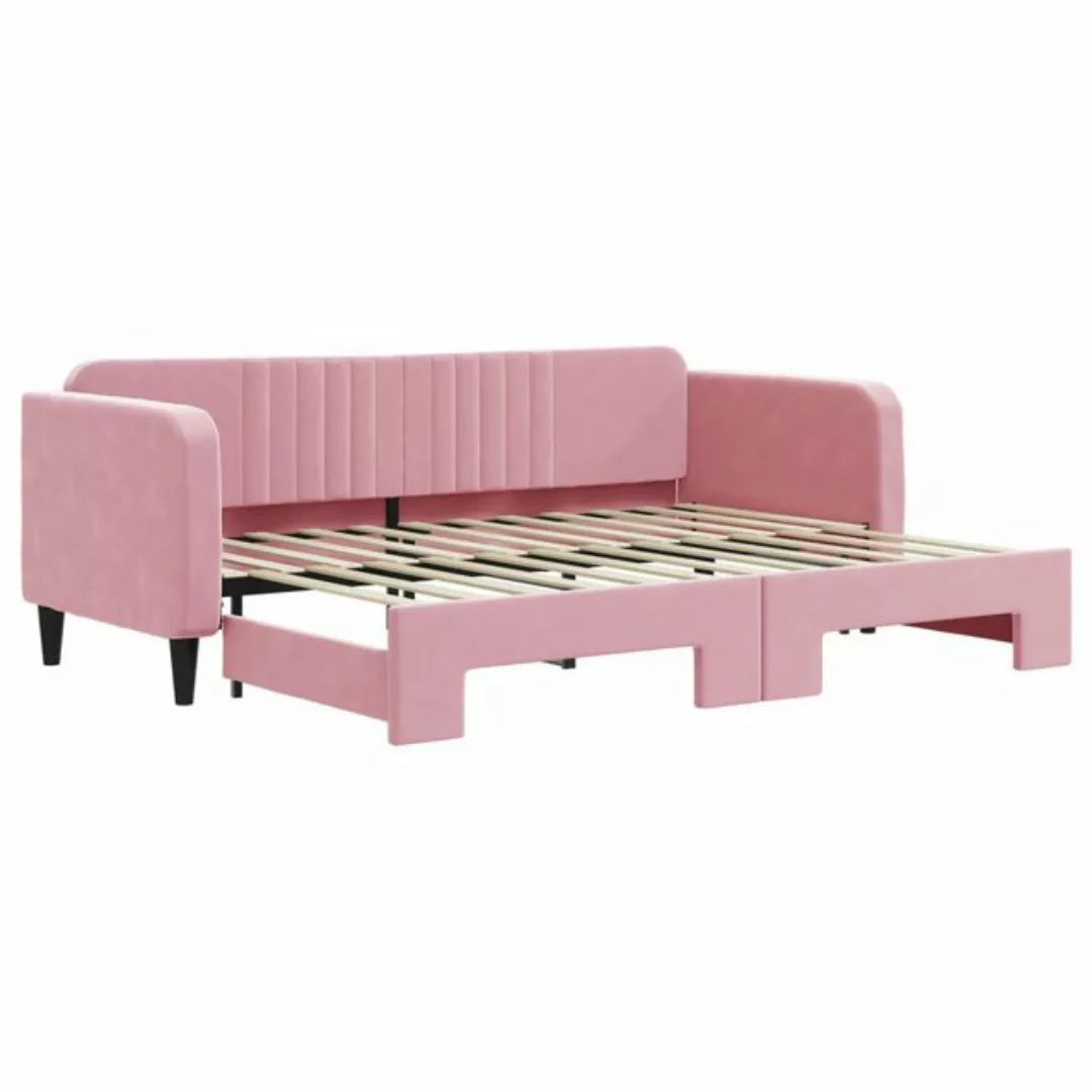 vidaXL Gästebett Gästebett Tagesbett Ausziehbar Rosa 80x200 cm Samt Bett Be günstig online kaufen